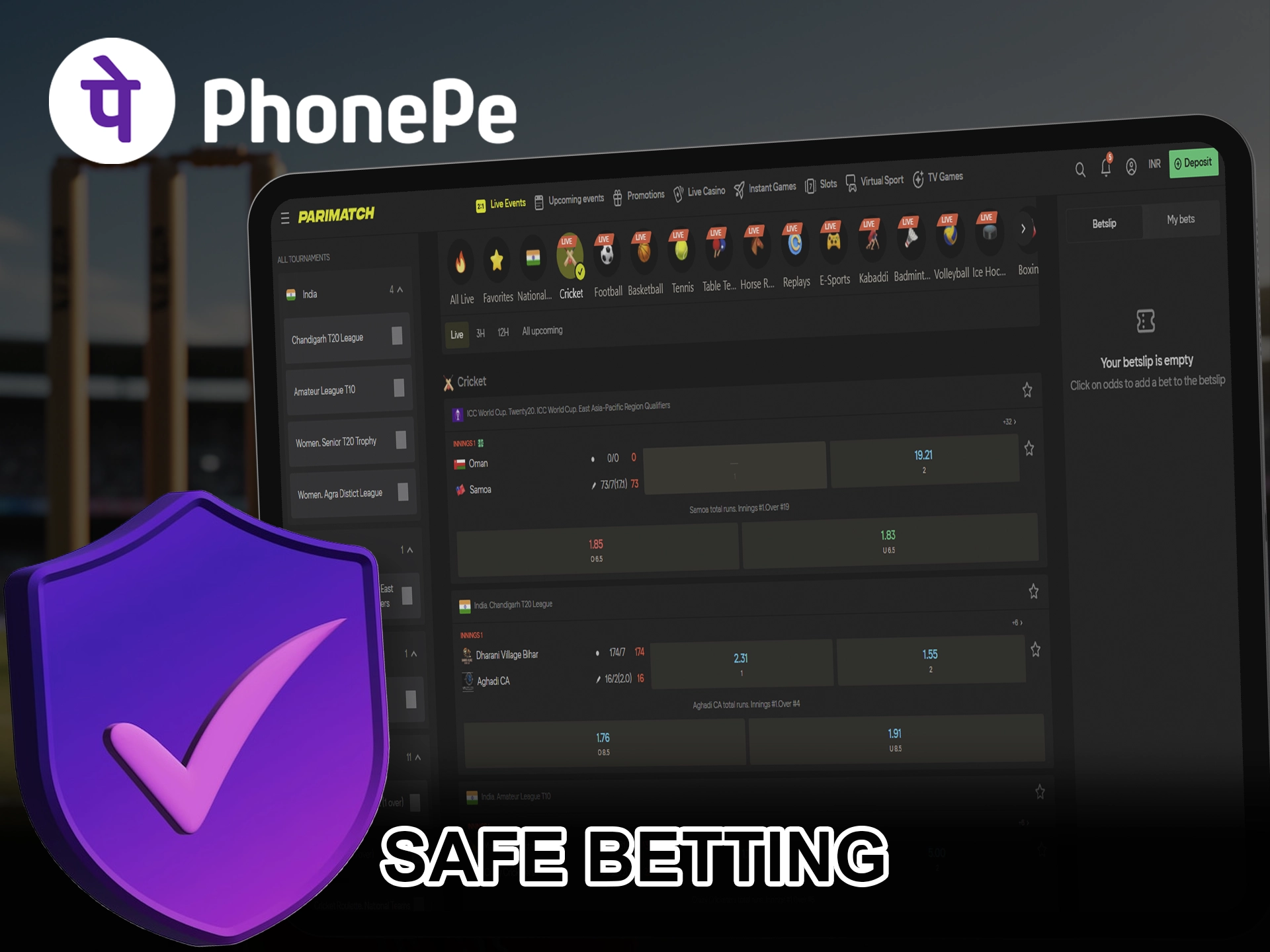 PhonePe provides secure transactions for betting with bookmakers.