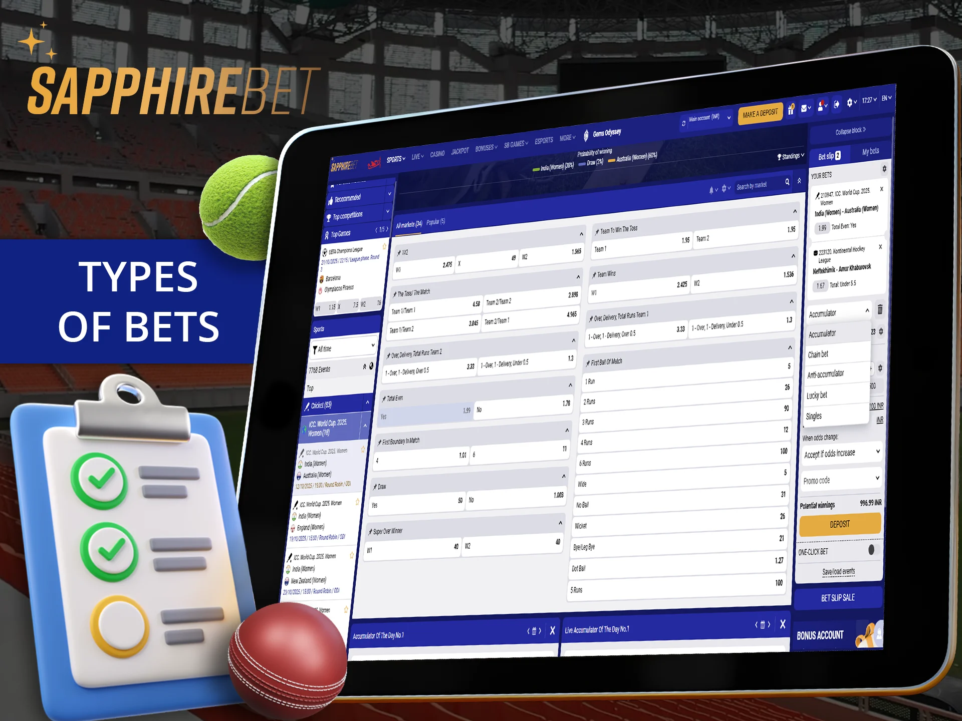 Get to know the types betting at Sapphirebet.