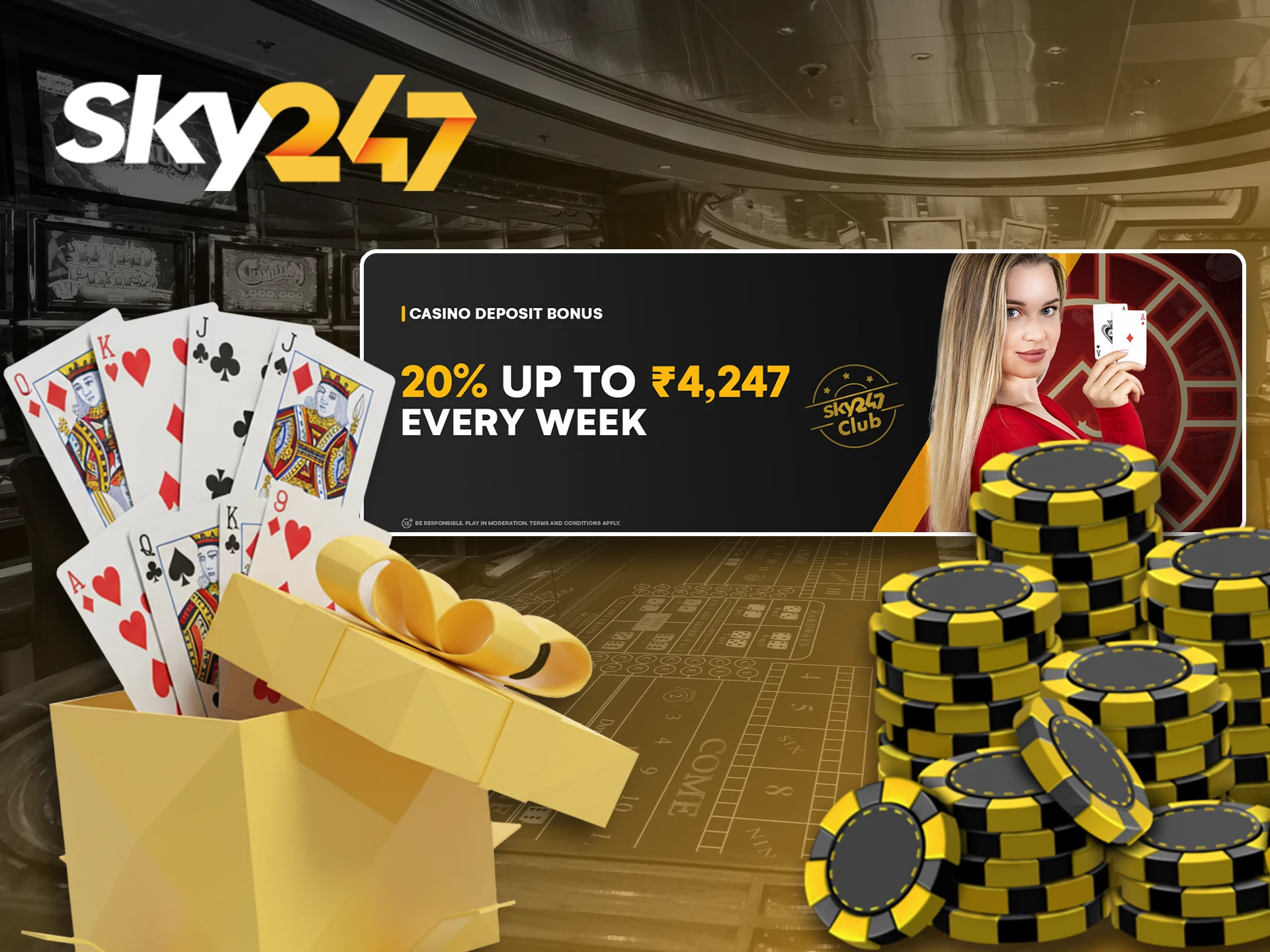 Play table games using the bonus to win at Sky247.