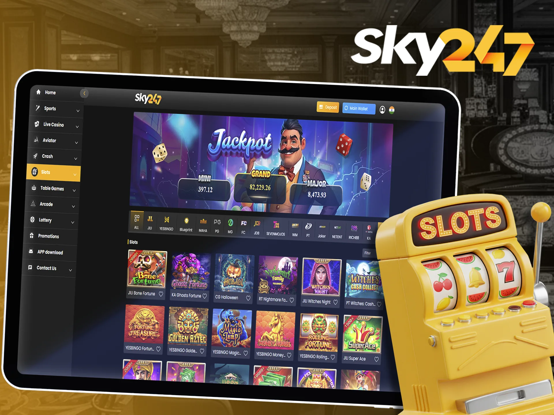 Catch a winning combination in Sky247 slot games.