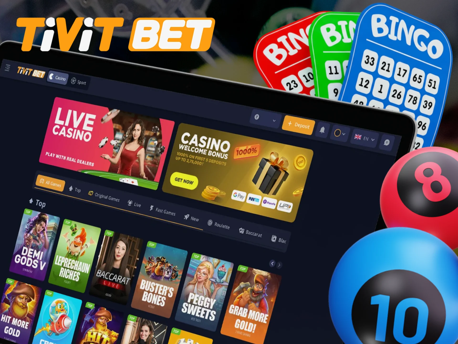 Try your luck in the lottery section at Tivitbet.
