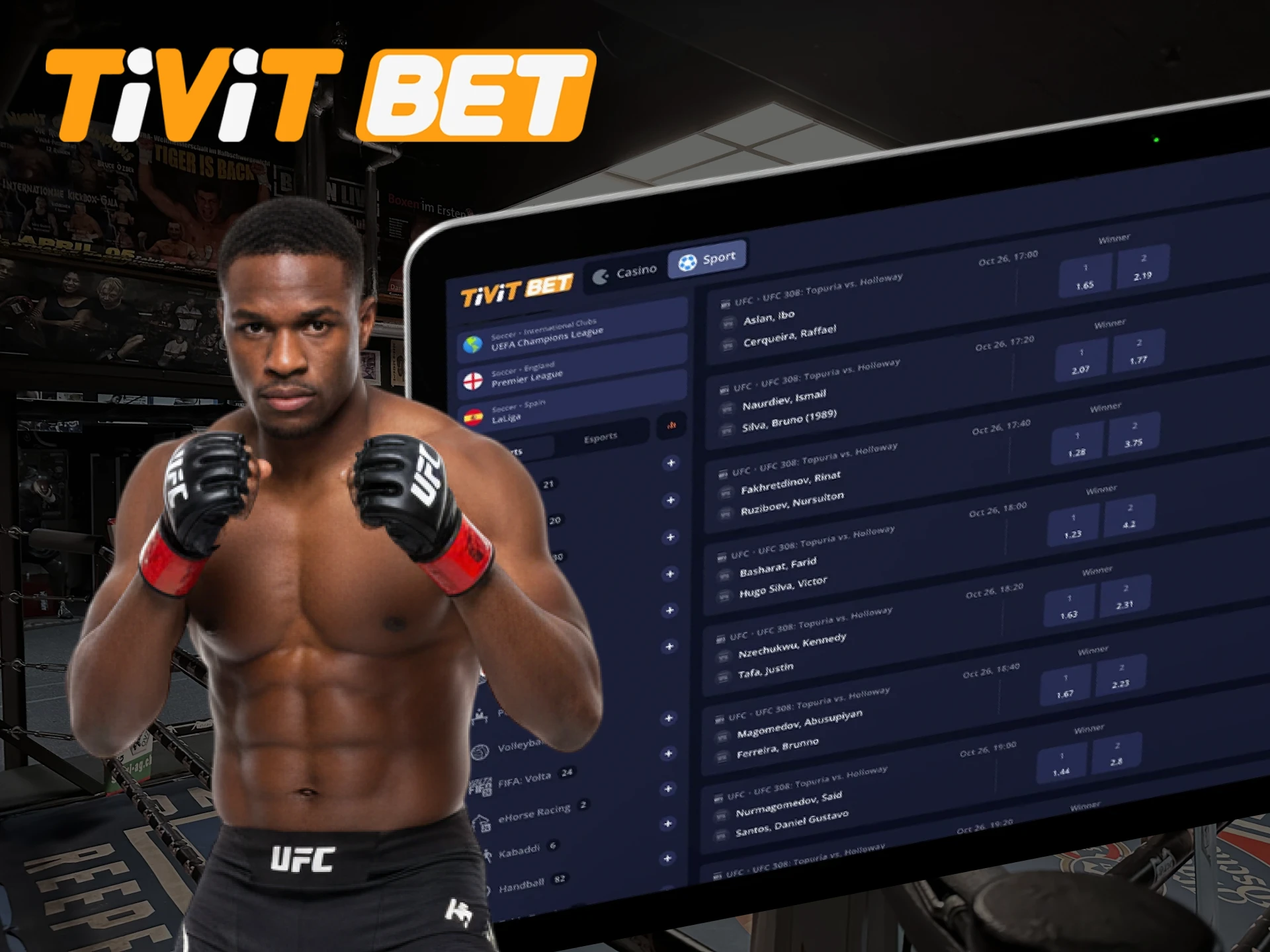 Pick your UFC fighter to bet on at Tivitbet.