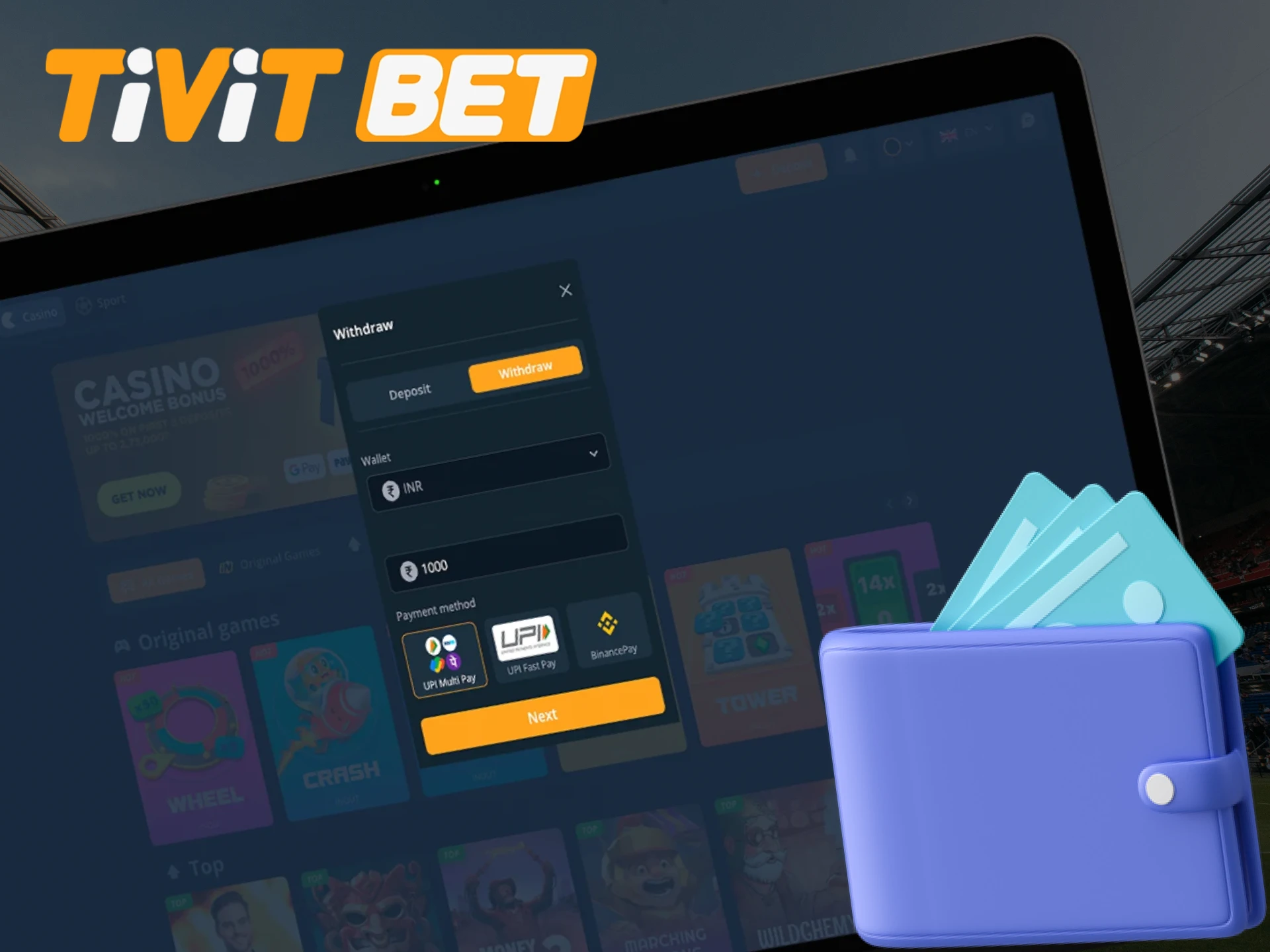 Instantly withdraw your winnings from Tivitbet.