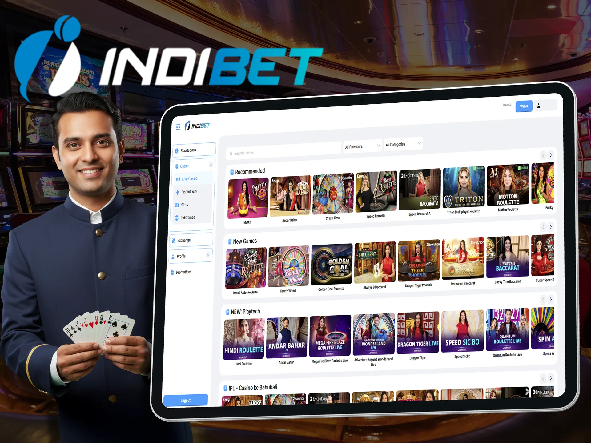 Play and win in the Live Casino section at Indibet.