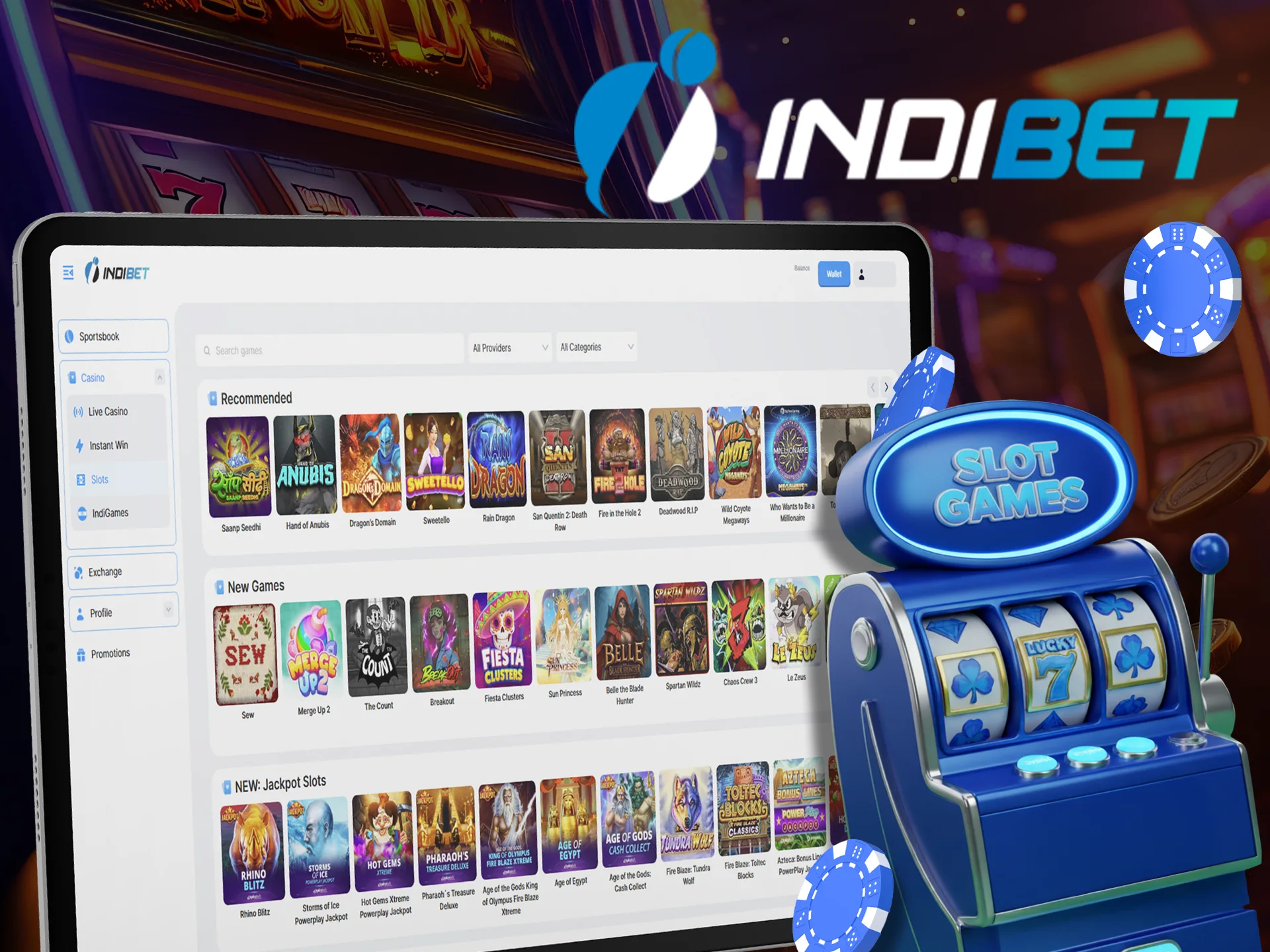 Hit the jackpot by betting on slots at Indibet.