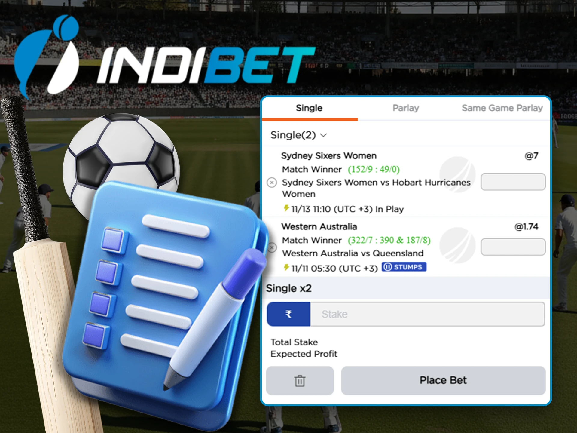 Use bet types to predict the outcome of matches at Indibet.