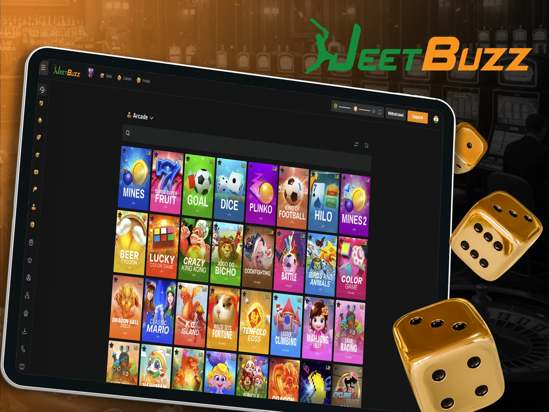 Try your luck betting on arcade games at JeetBuzz.