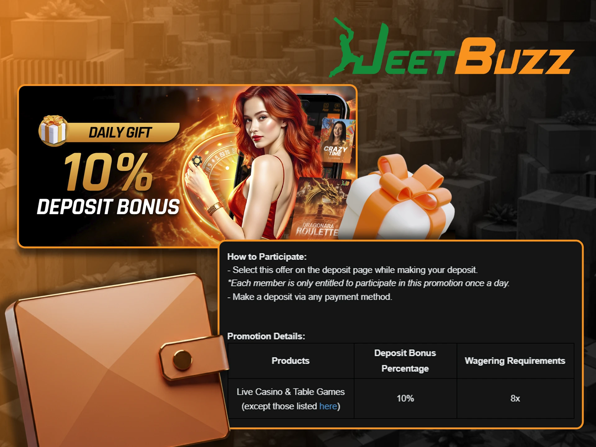 Top up your JeetBuzz account and get a bonus.