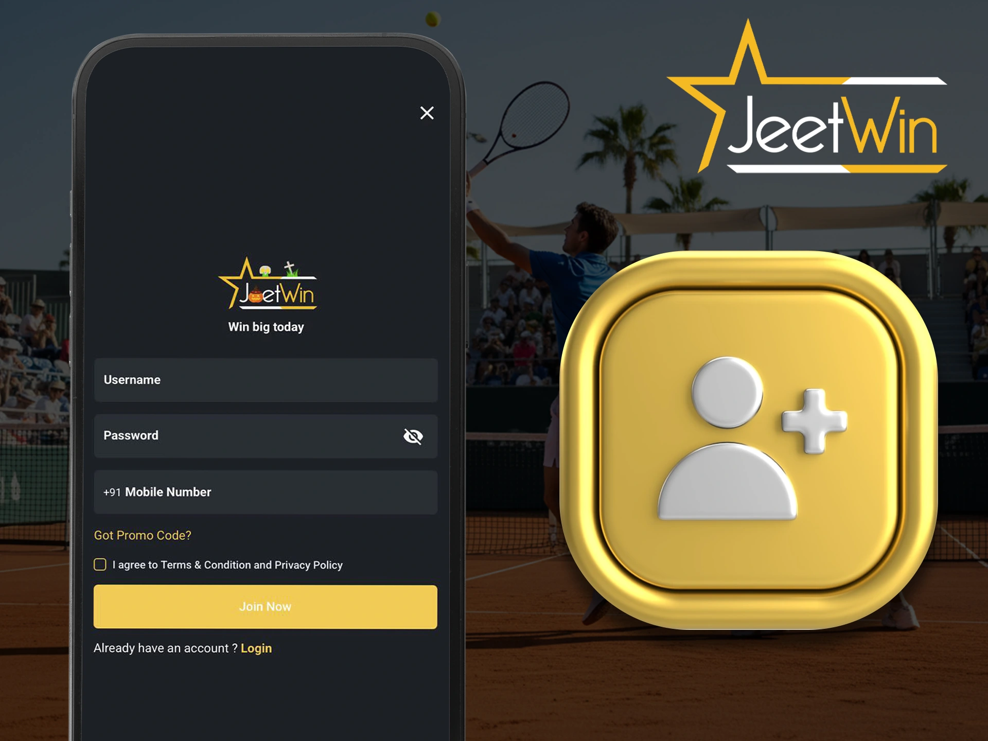 Create a personal account instantly in the Jeetwin app.