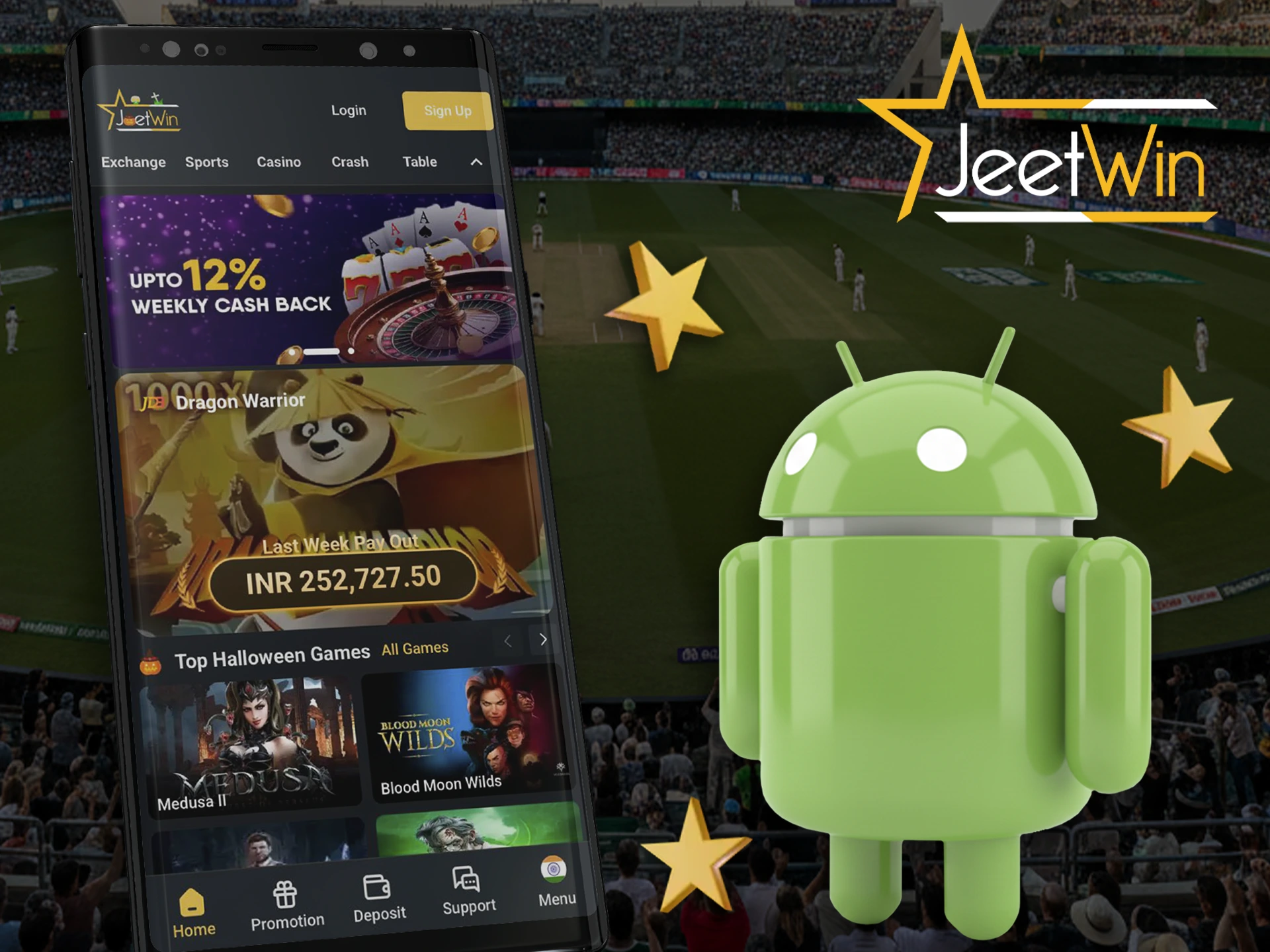 Use your Android device to install the Jeetwin app.