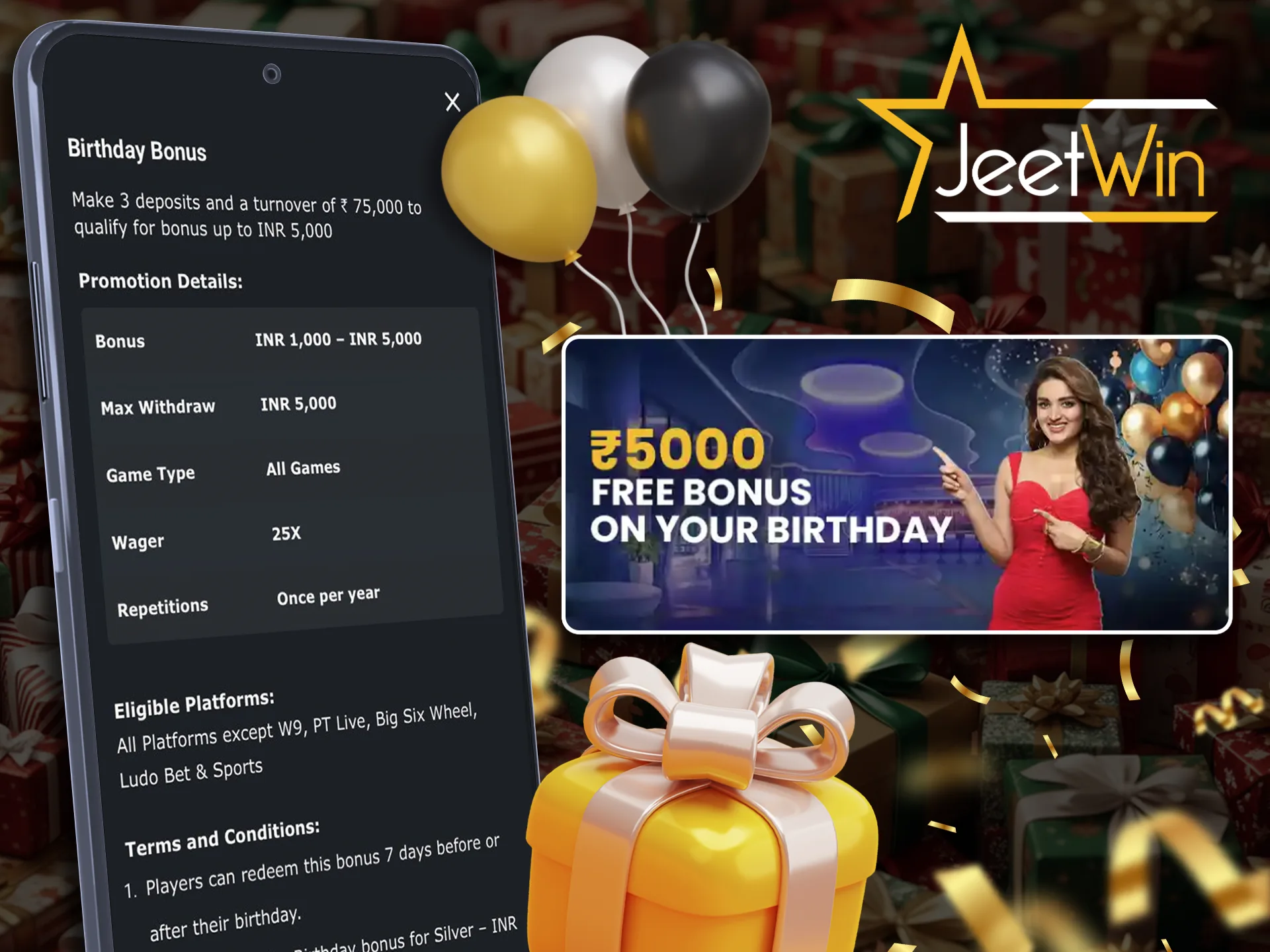 Jeetwin is ready to congratulate you on your birthday with an in-app bet.