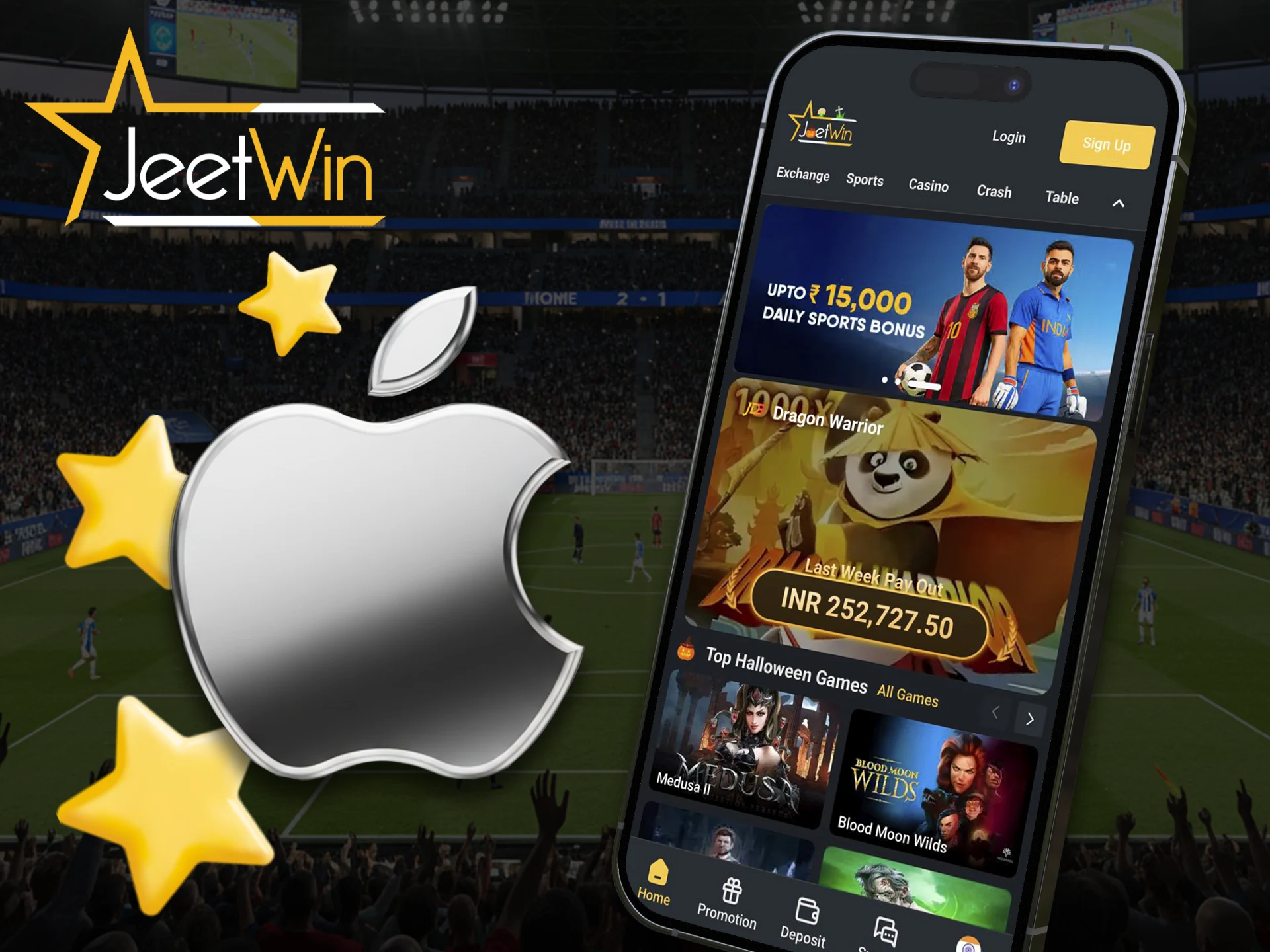 Use iOS devices to get the Jeetwin app.