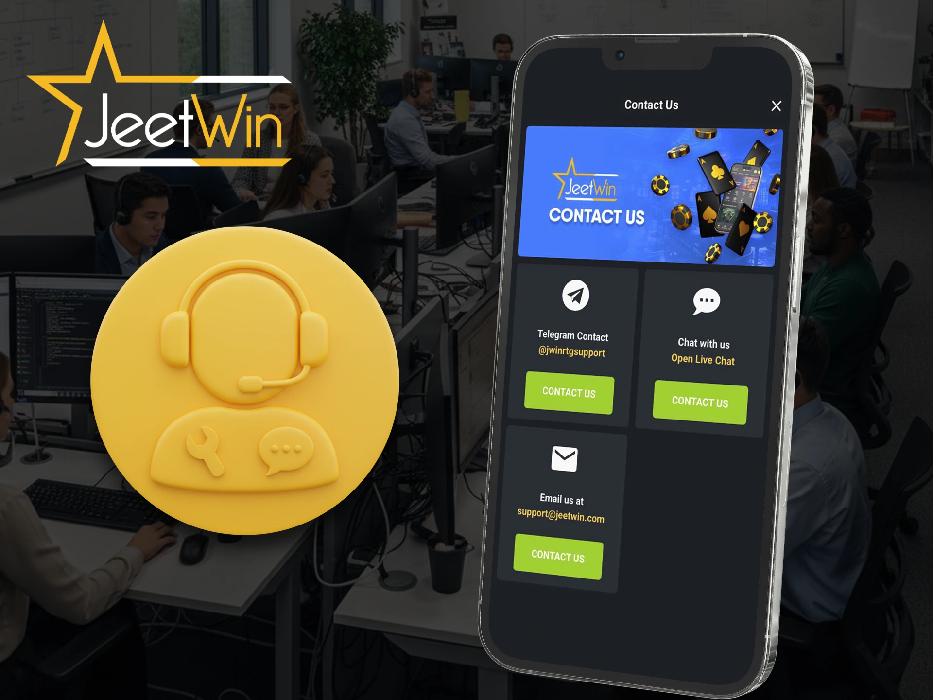 Use support to get help with the Jeetwin app.