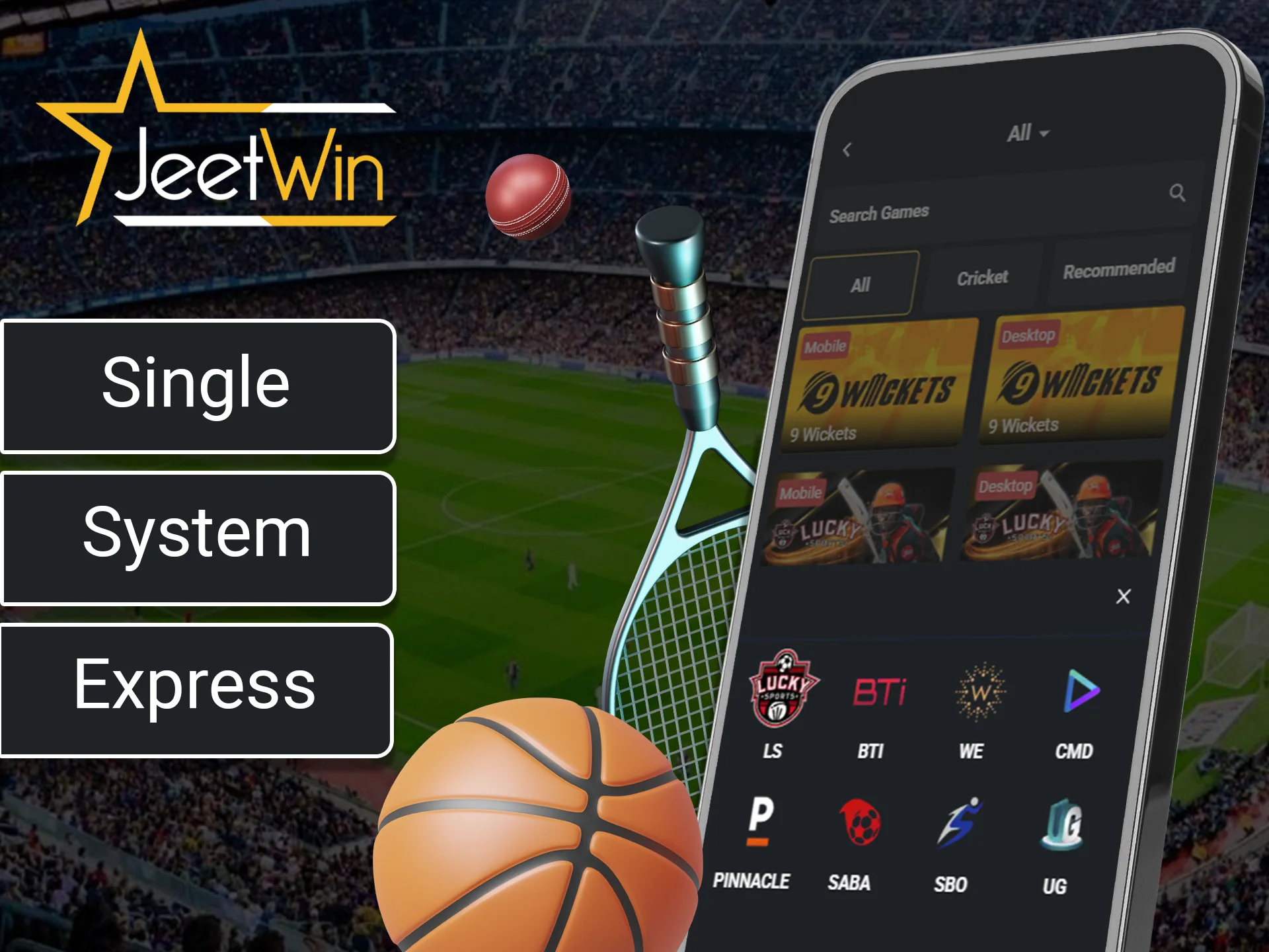 Change bet types for each match in the Jeetwin app.