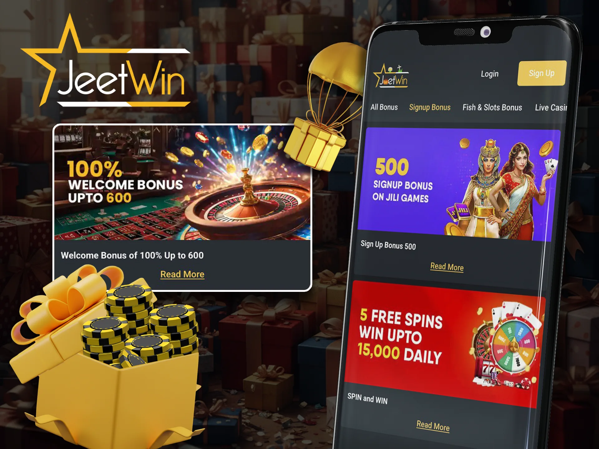 A generous bonus awaits you in your Jeetwin app account.