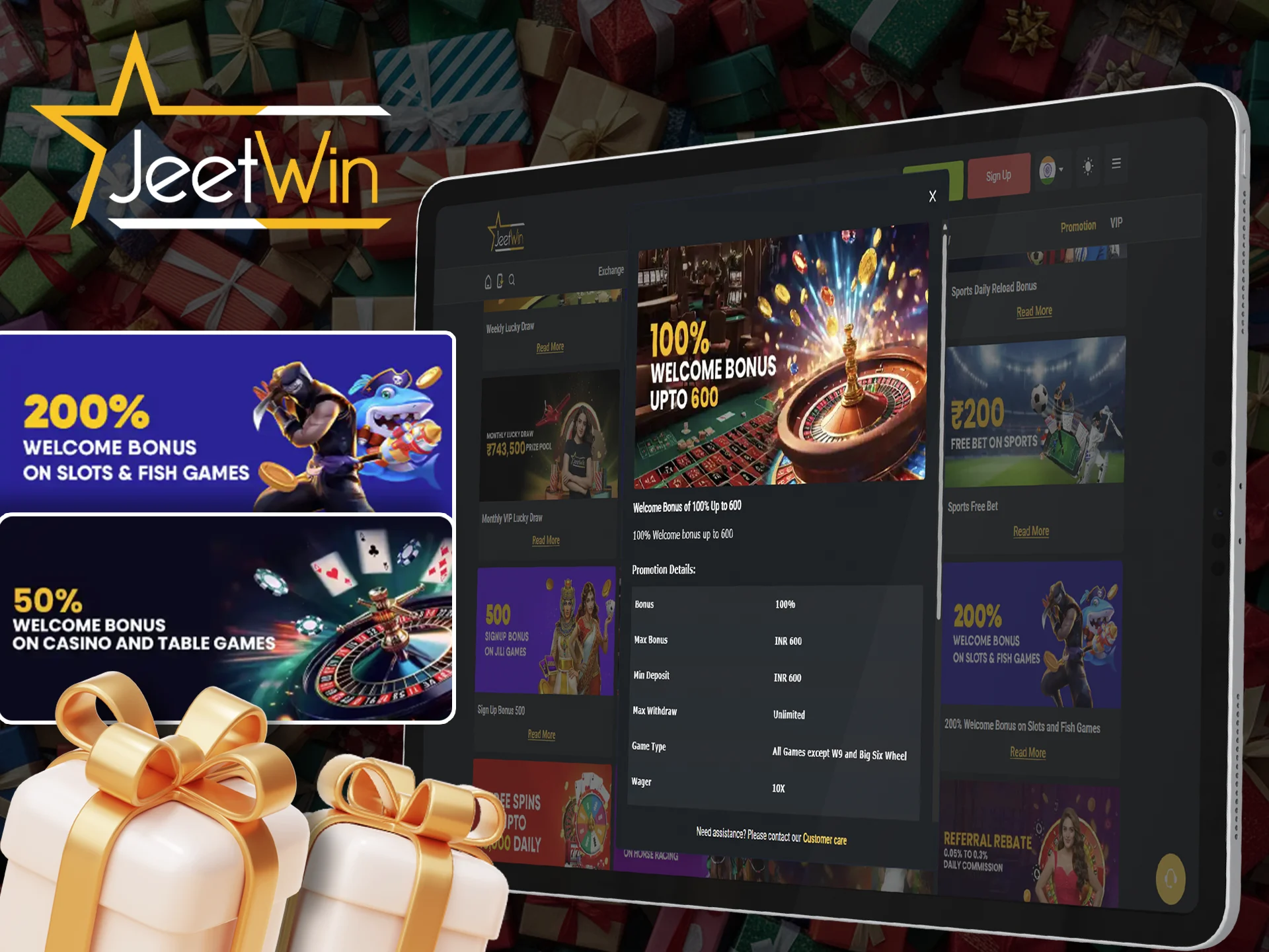 JeetWin offers its new players a wide range of bonuses.