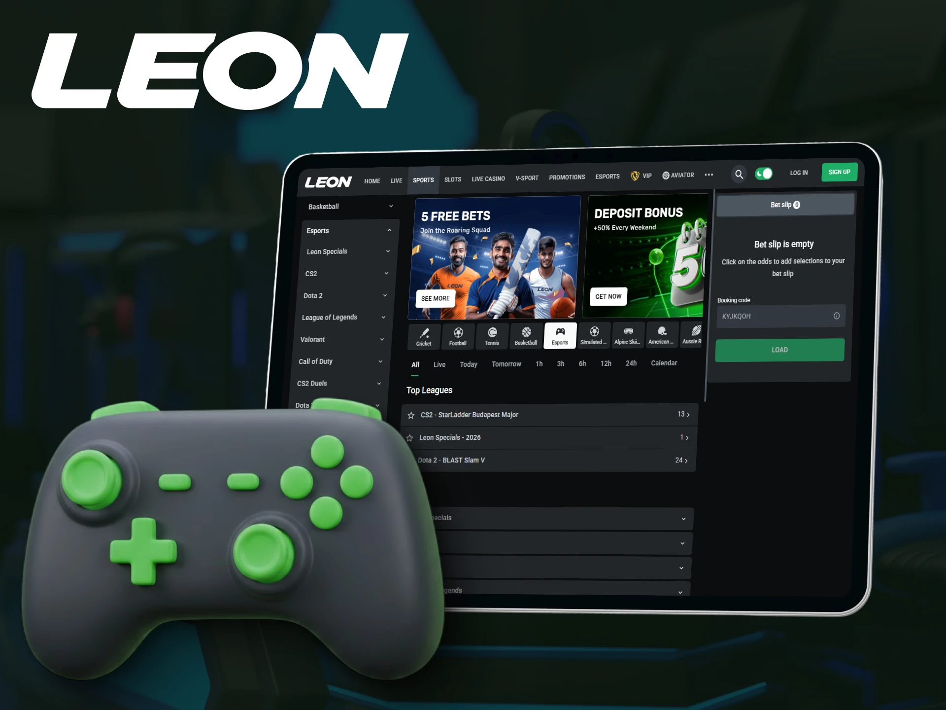 Wager on competitive eSports tournaments and win big with Leonbets in India.