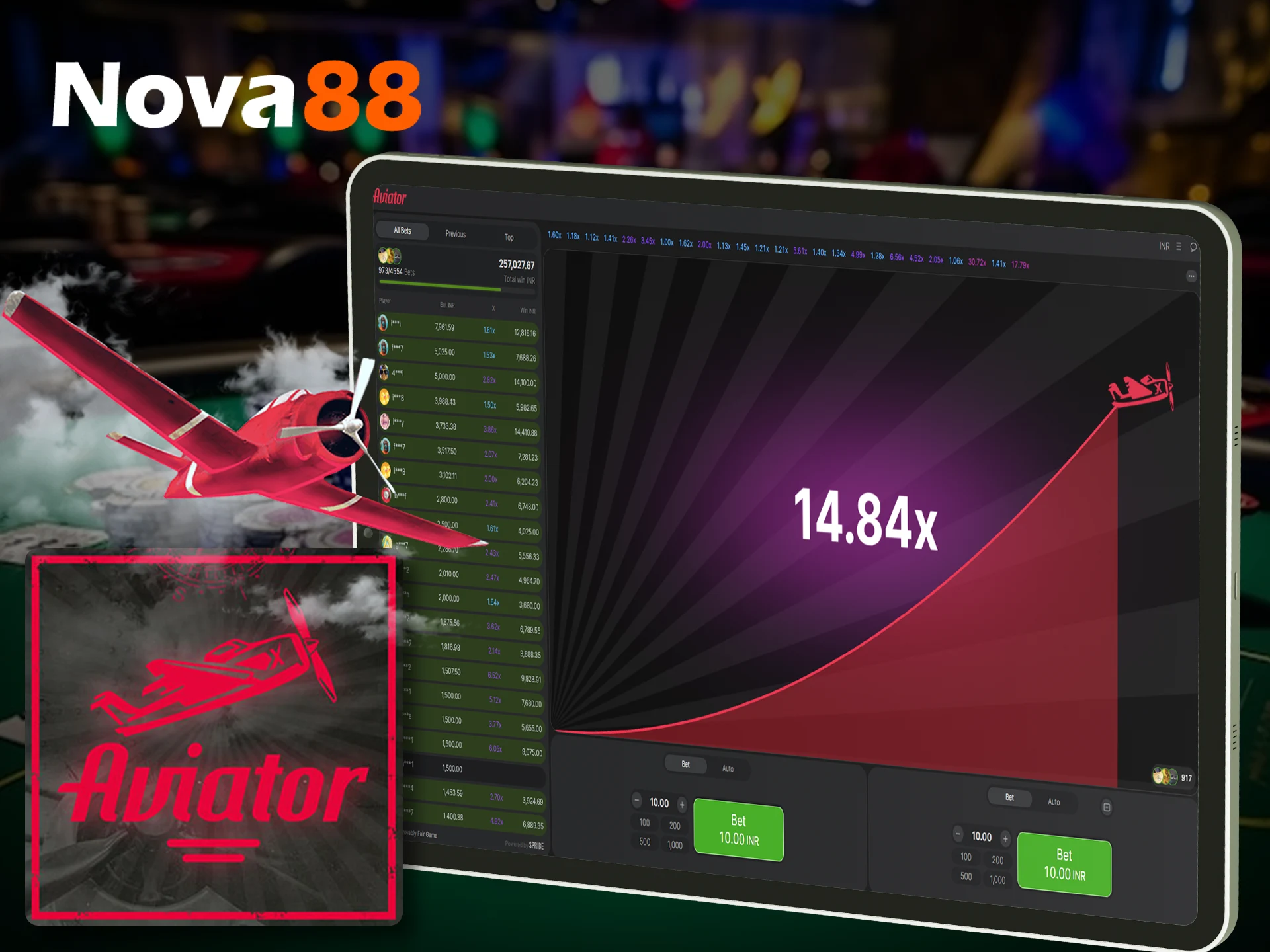 What is the player’s goal in the Aviator game at Nova88 online casino.