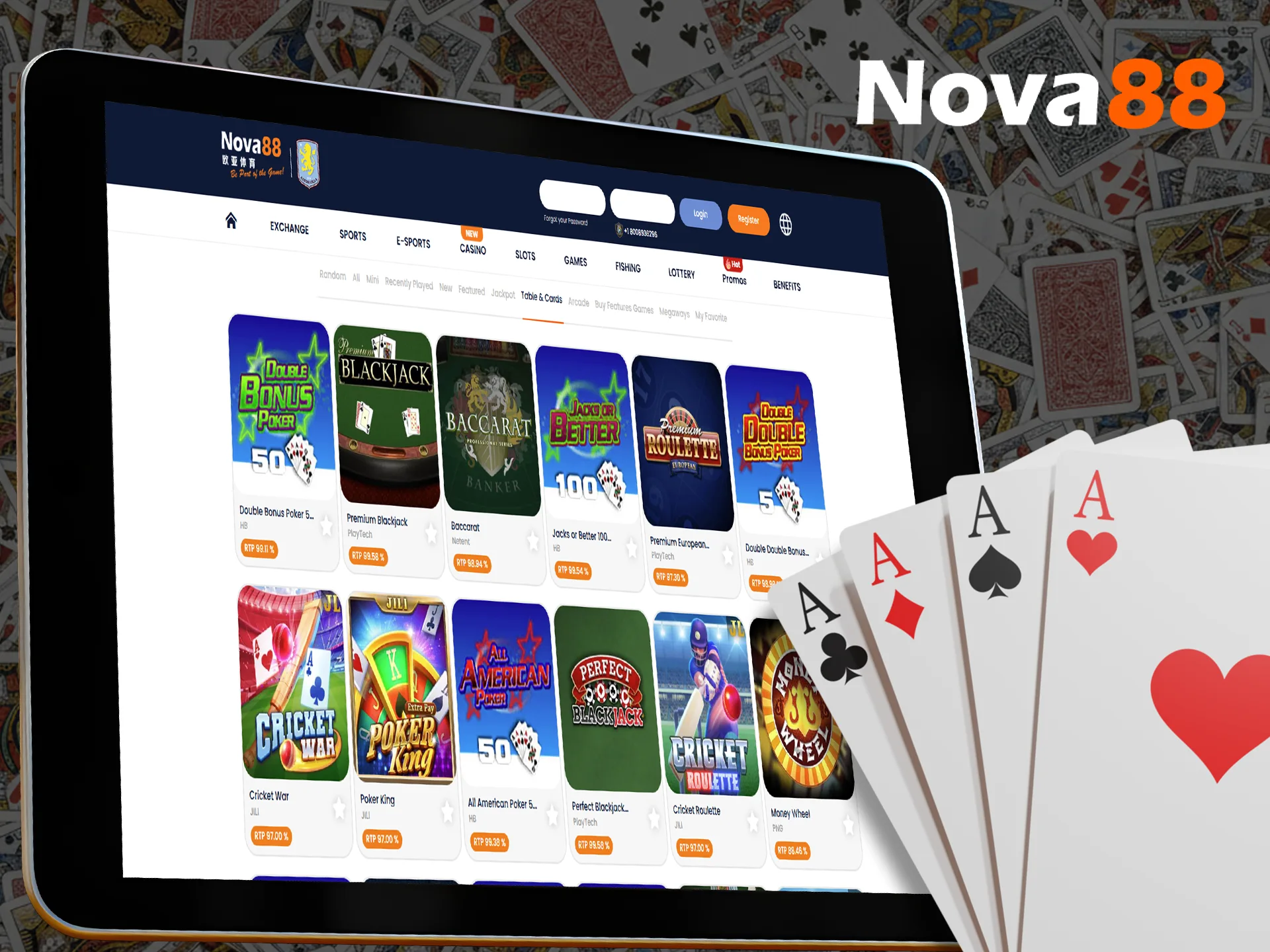 Where can I find the Card Games section in the Nova88 online casino.