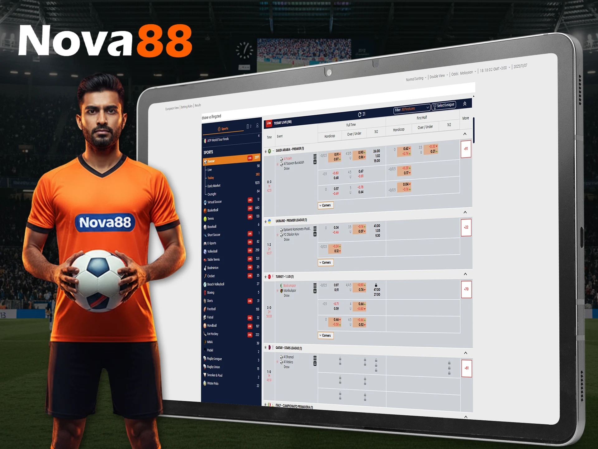 Can players bet on football at Nova88 online casino.