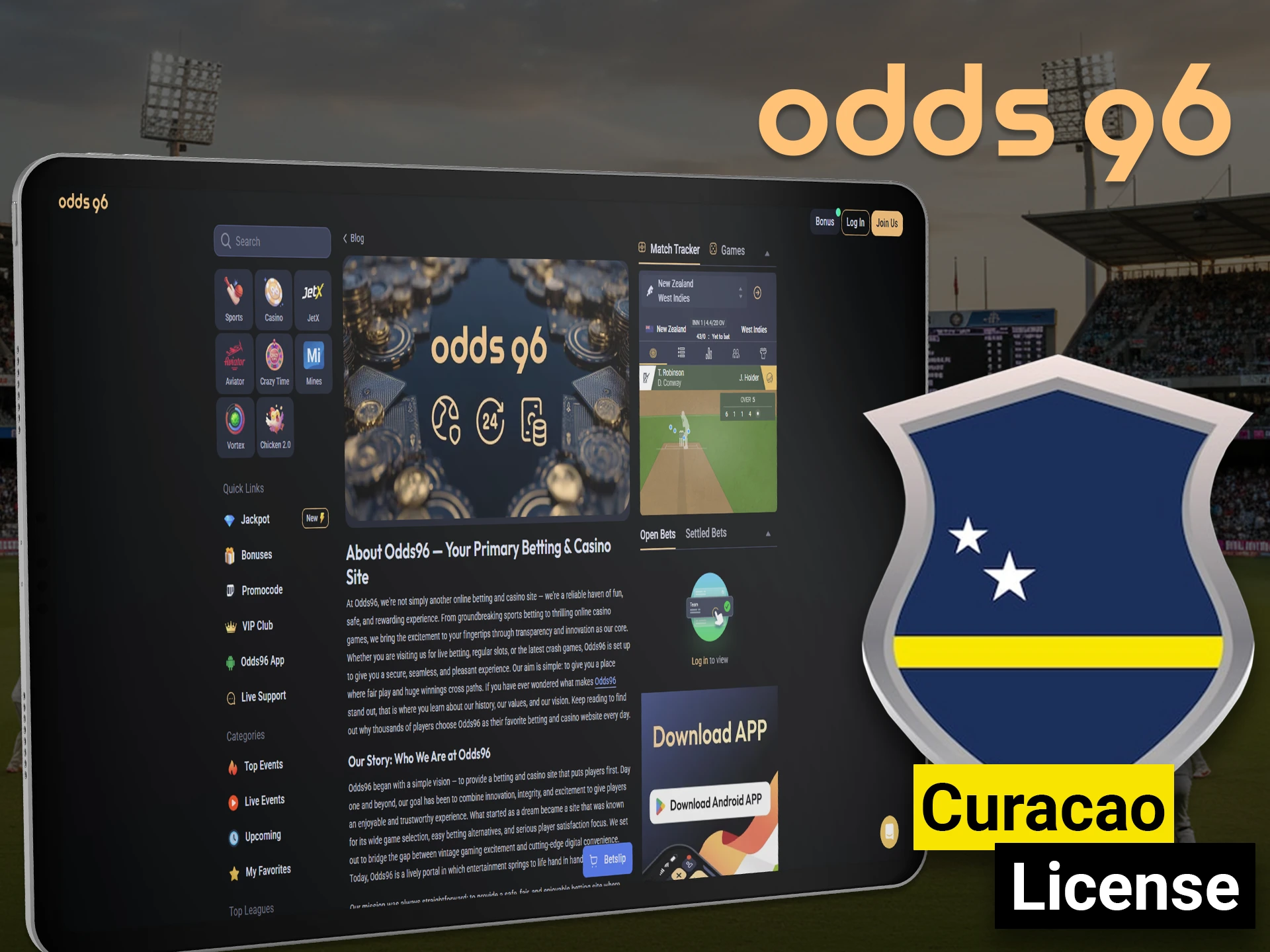 Odds96 is legal in India for sports betting and casino.