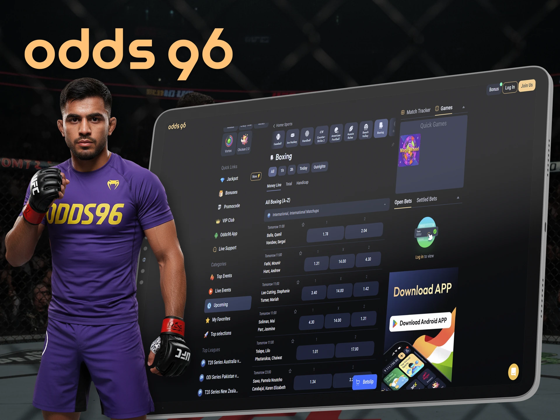 Make the right pick on the winner in the UFC with Odds96.