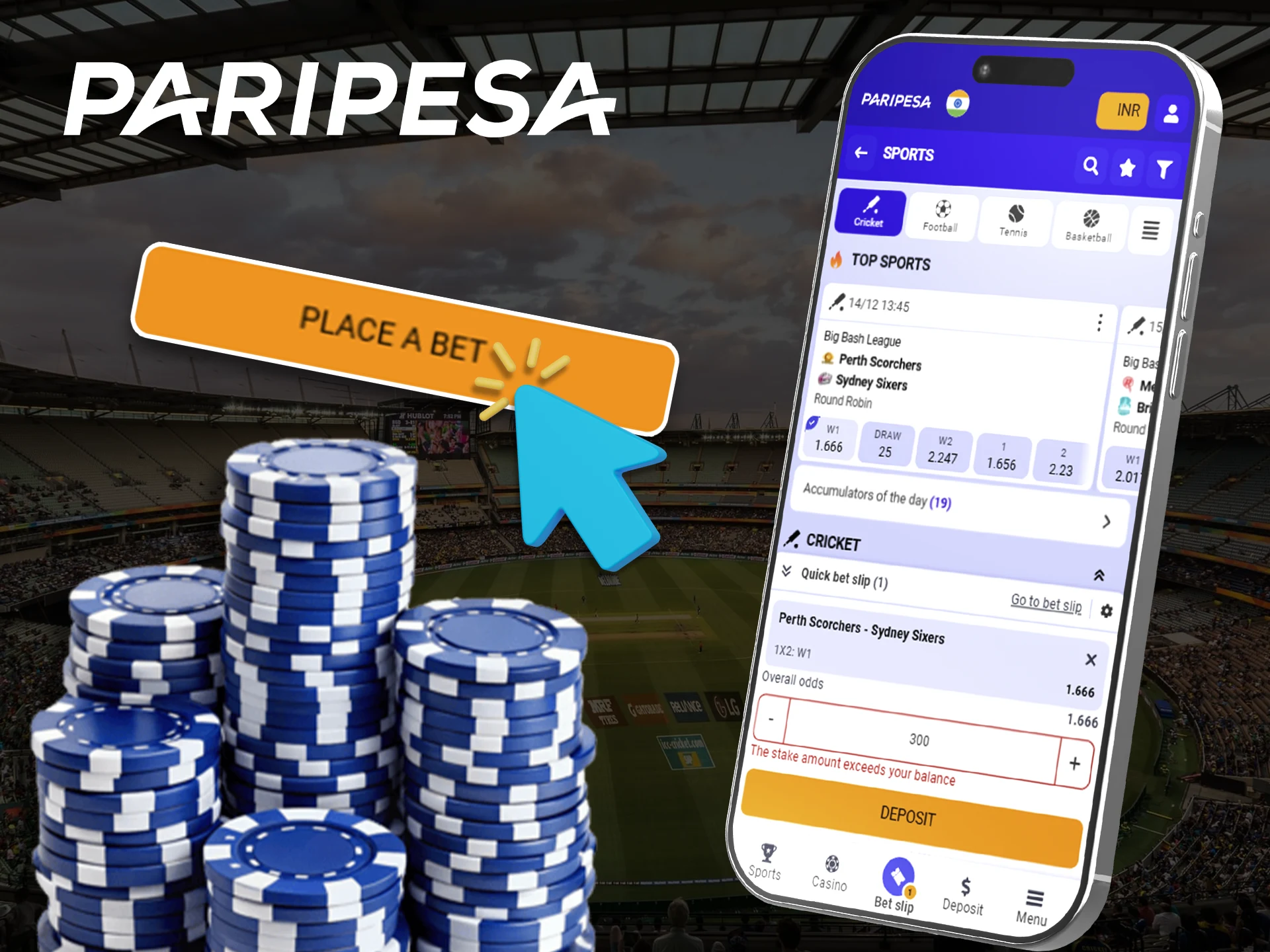 Start betting now using the Paripesa mobile app.