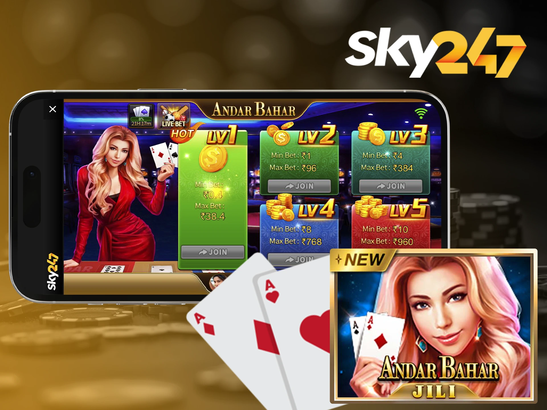 Get a lot of fun and big wins in the Andar Bahar game with Sky247.