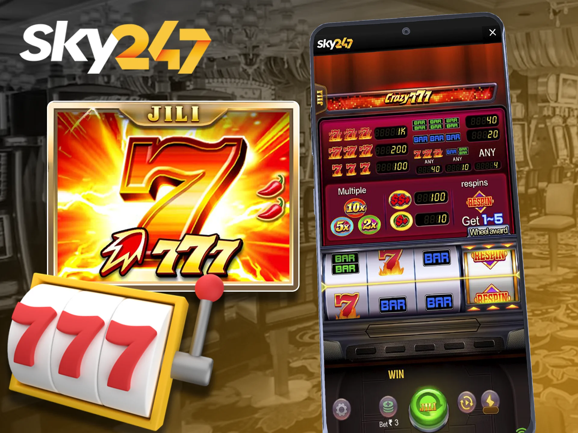 Luck awaits you in the Crazy777 game at Sky247.