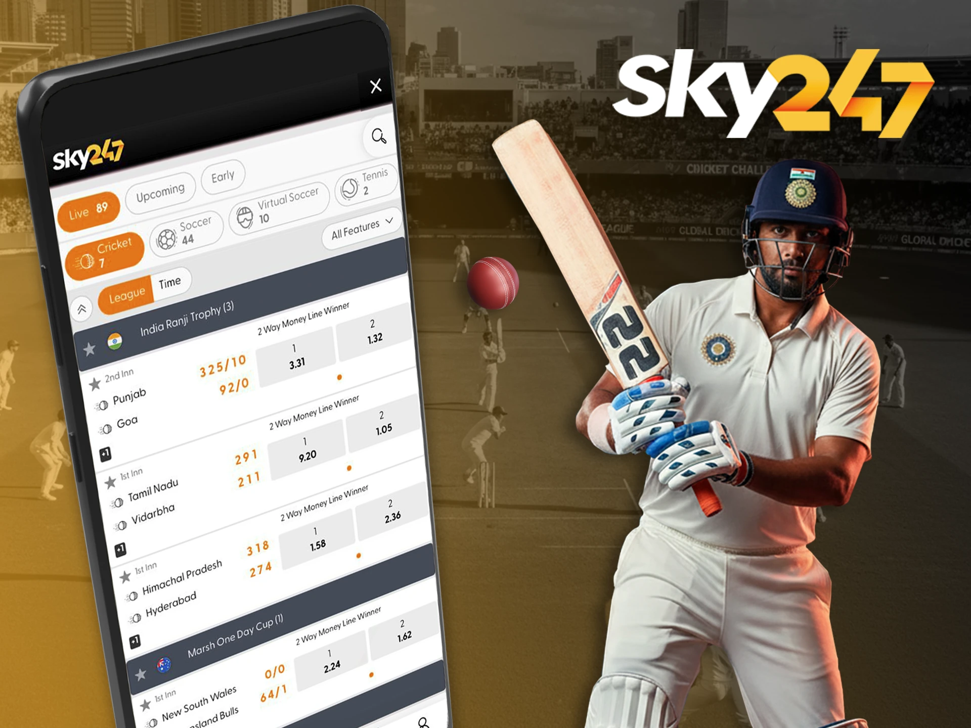 Predict the outcomes of cricket matches and win at Sky247.