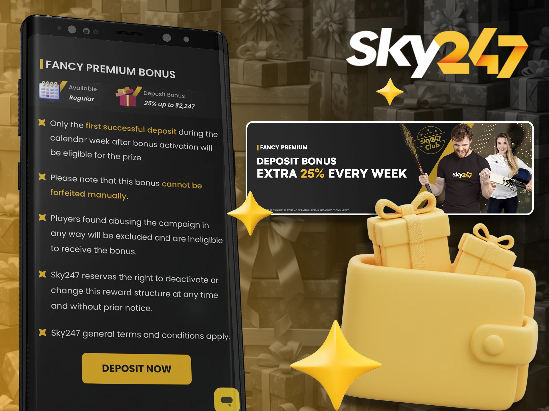 Premium bonus from Sky247 is waiting for you to place your bets.