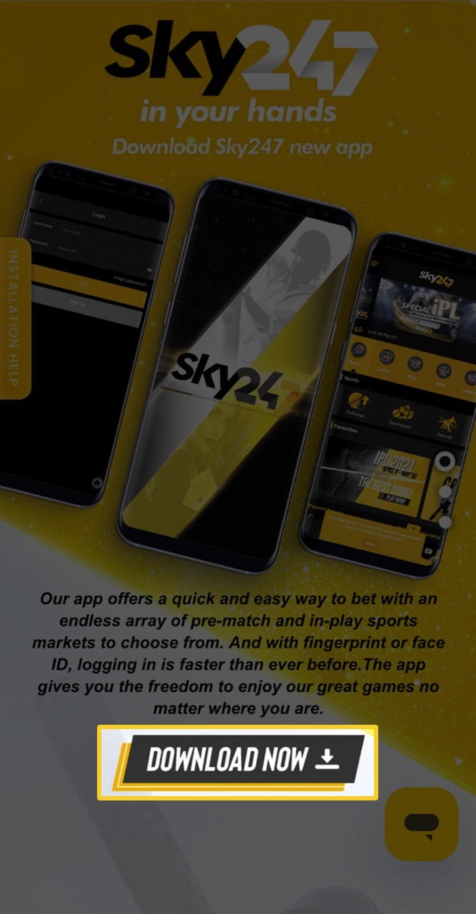 Start downloading the app from the official Sky247 website.