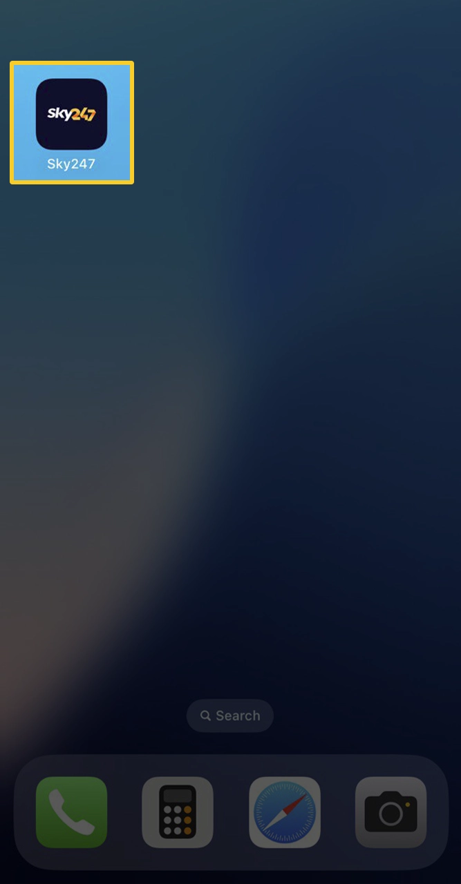 Find the app on your home screen and go to Sky247 betting.