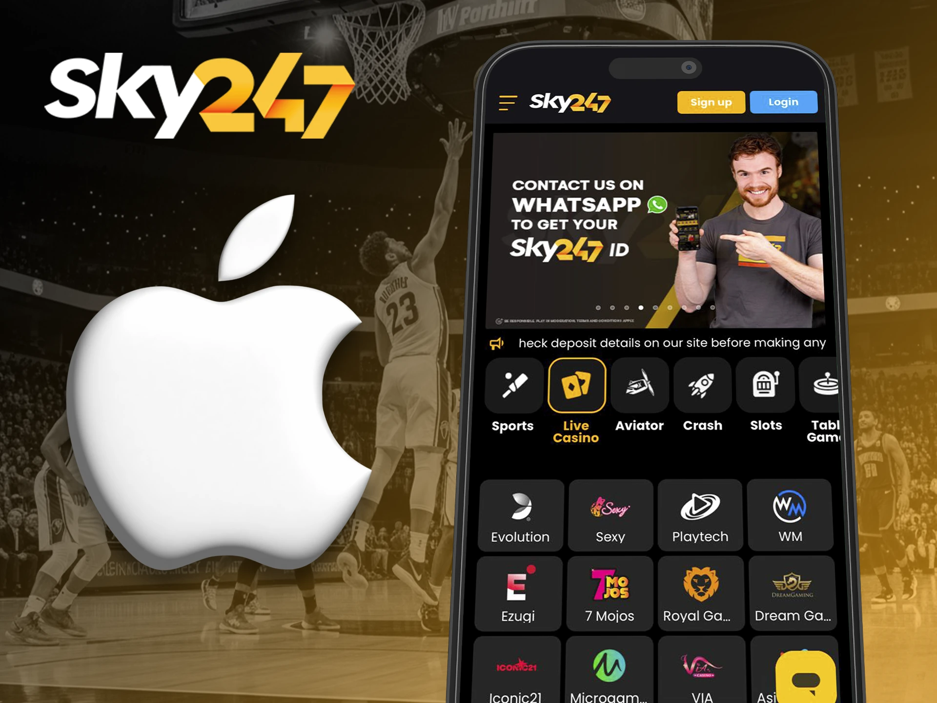 Use your iOS smartphone to install Sky247.