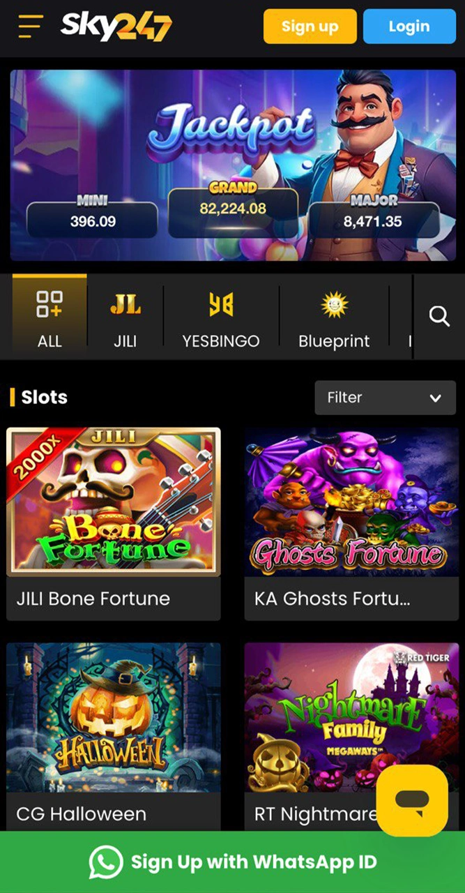 Check out the games featured in the Sky247 app.