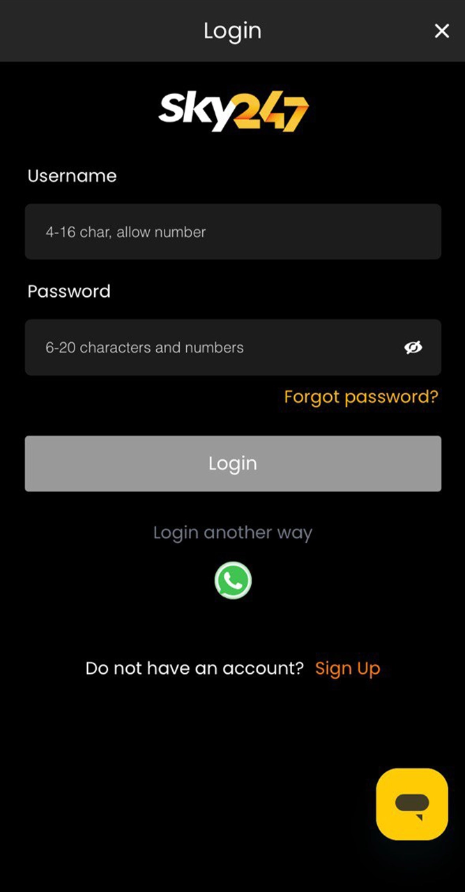 Log in to your personal account to start betting on Sky247.