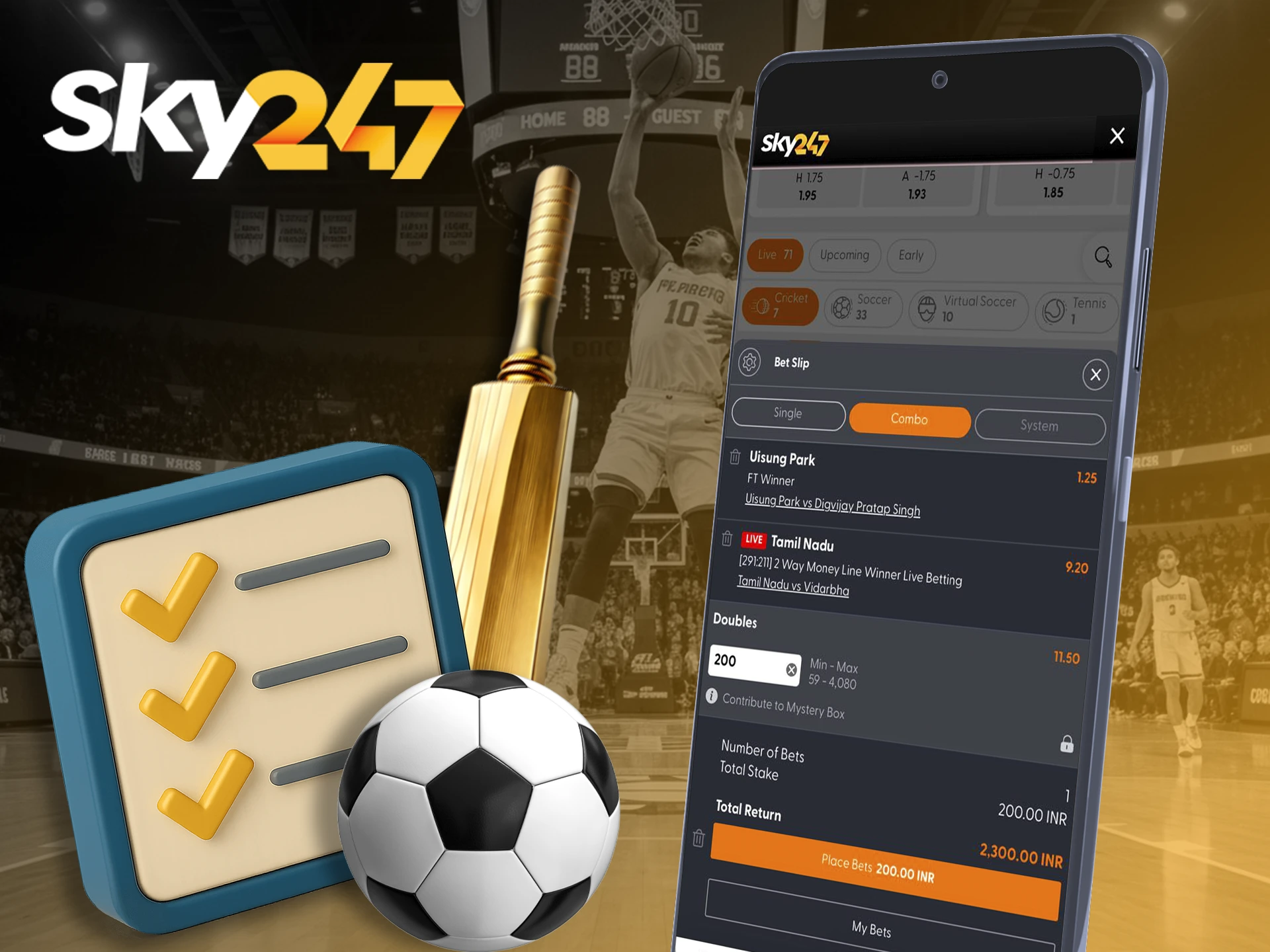 Change bet types depending on the match with Sky247.