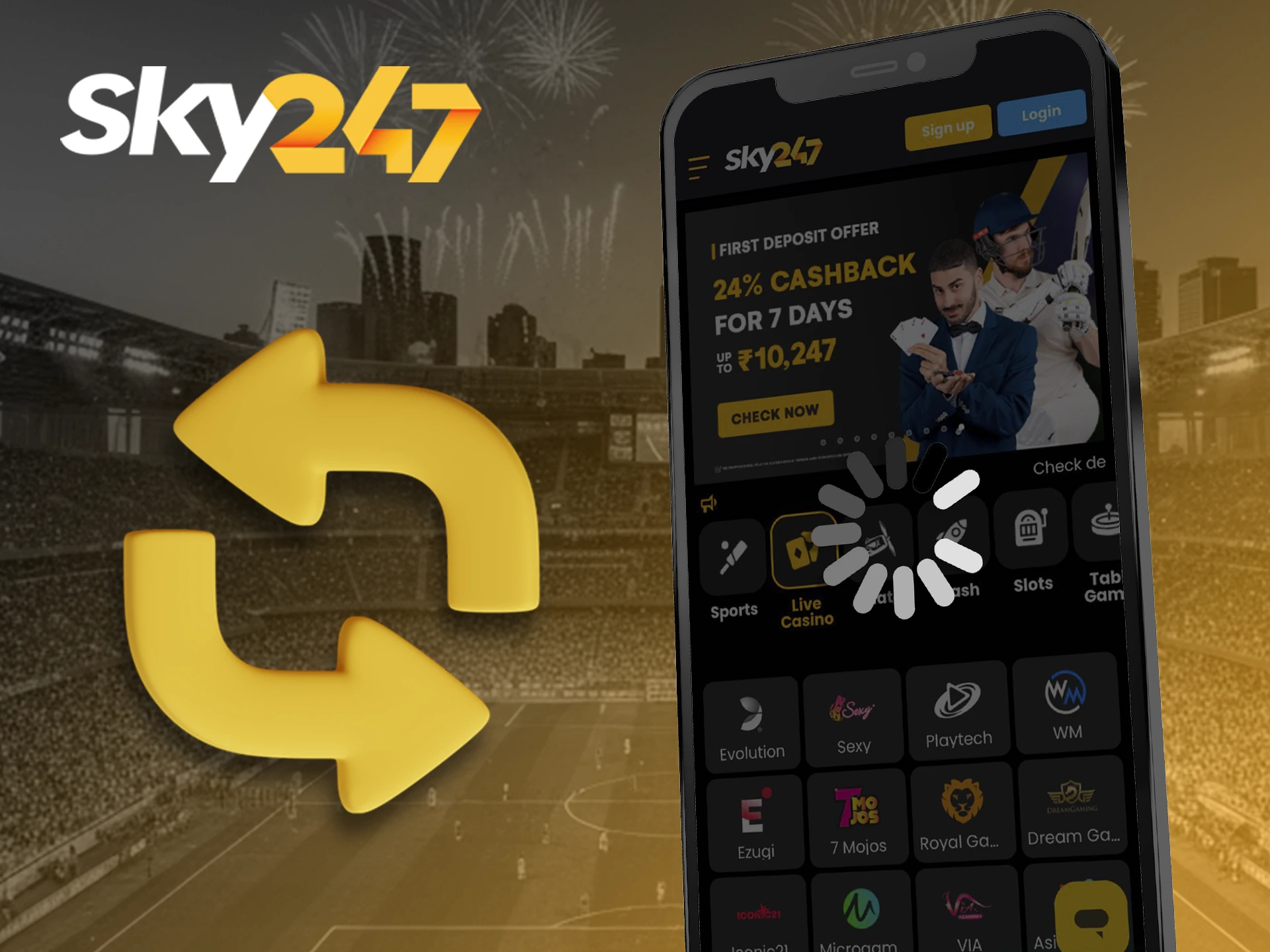 Use the latest version of the Sky247 app for safety.