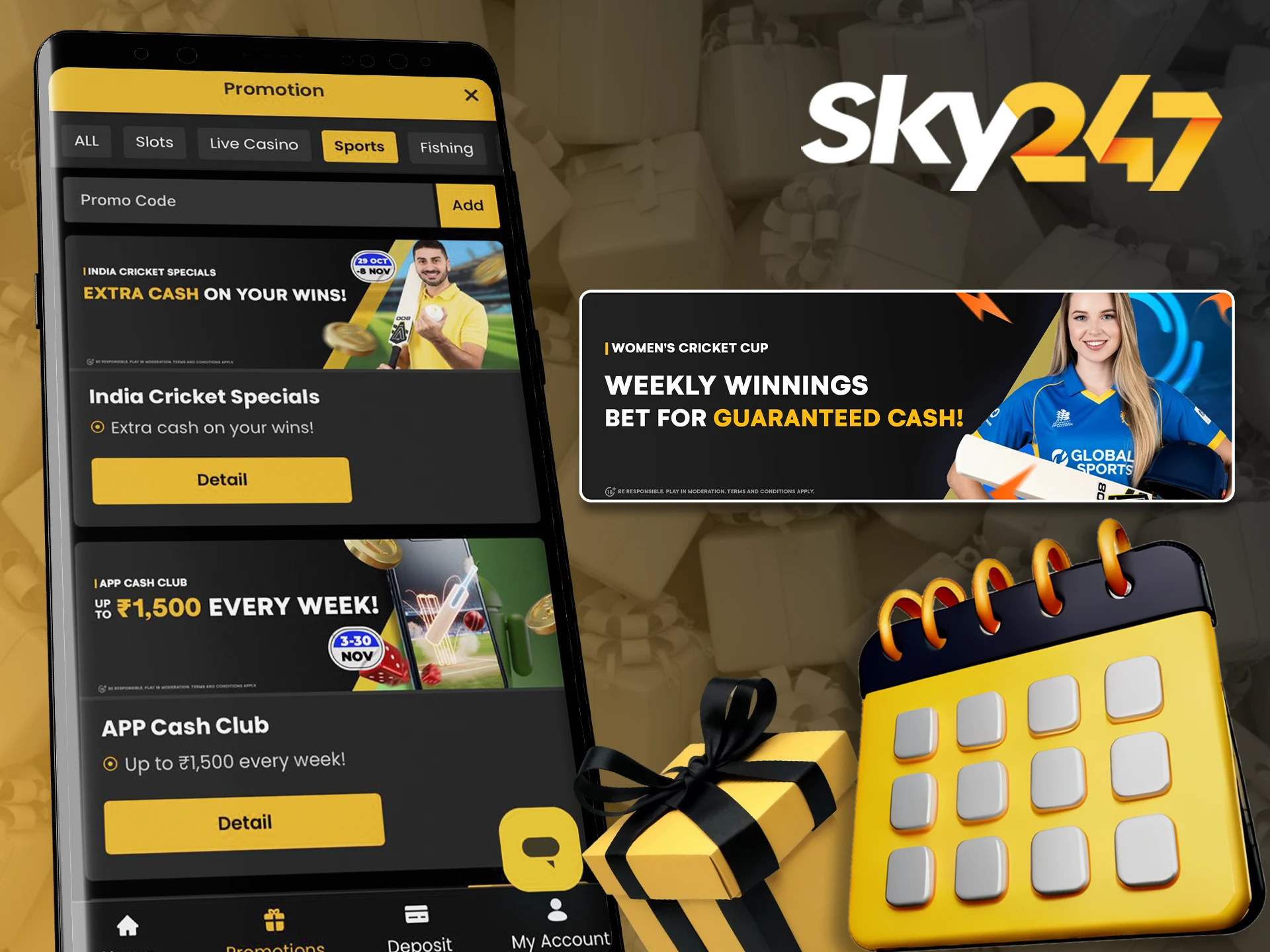 Don't miss out on the seasonal bonus from Sky247 using the app.