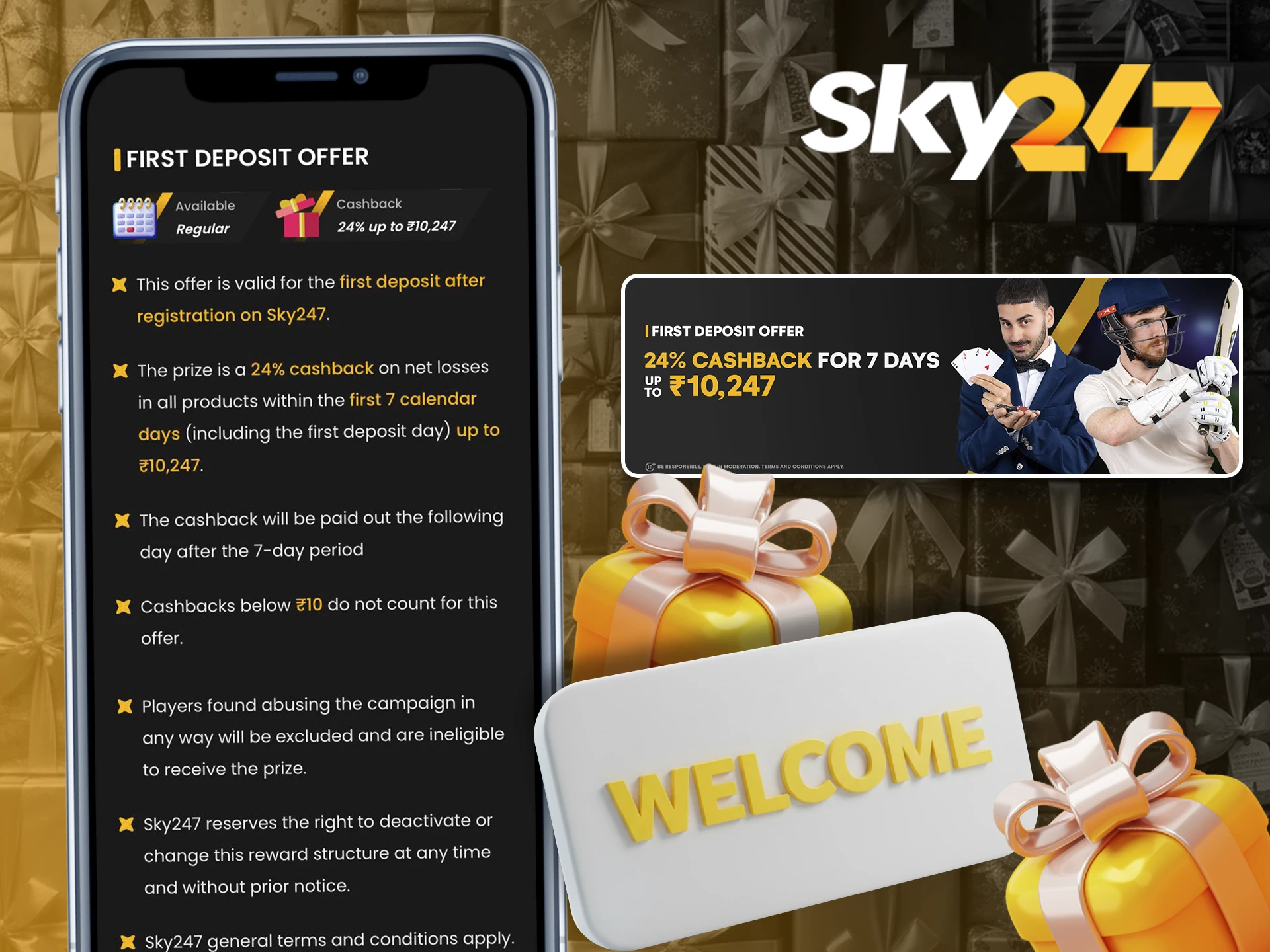 A welcome bonus from Sky247 awaits you for your victories.