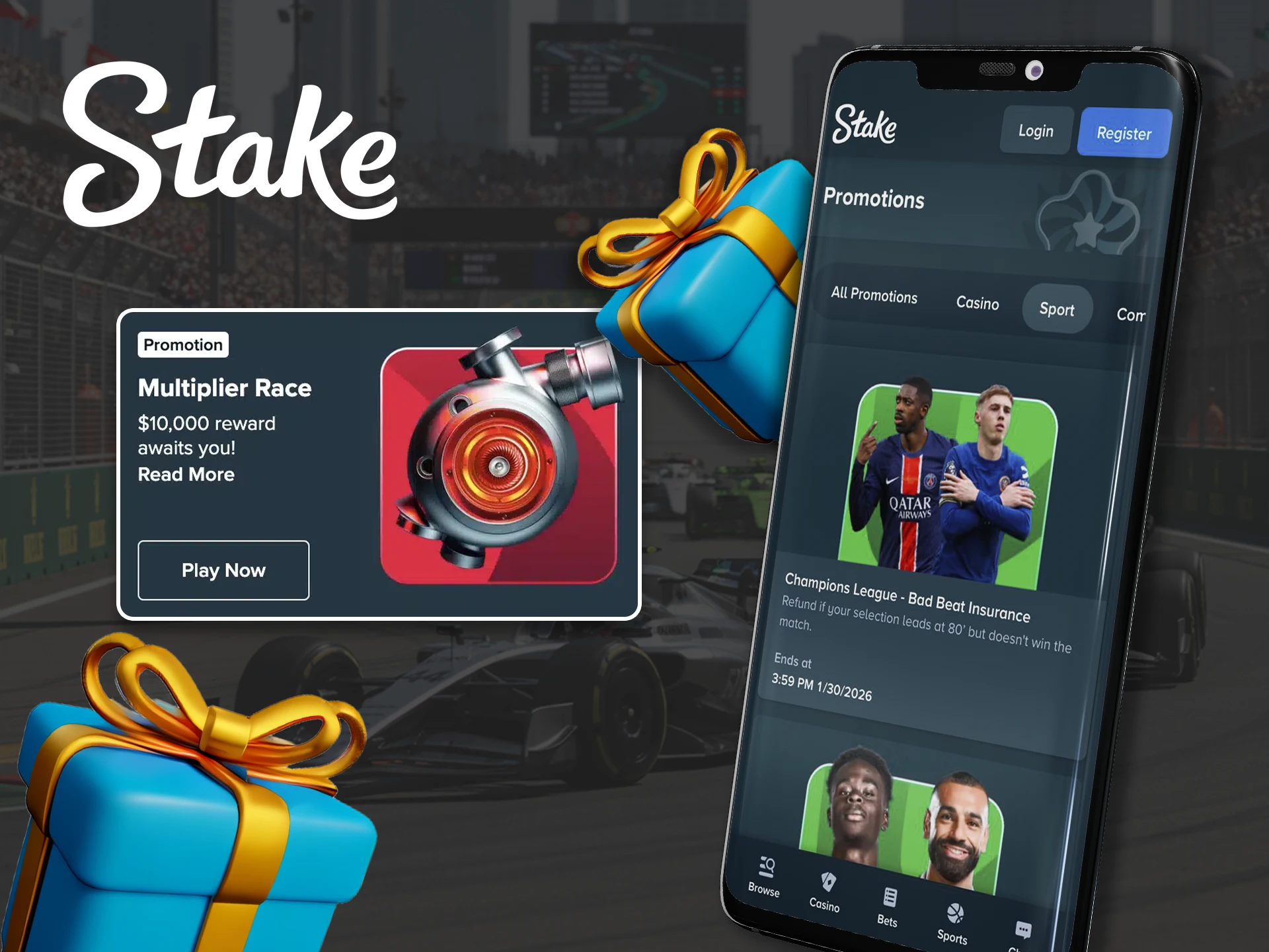 Use bonuses for specific bets to multiply your winnings in the Stake app.
