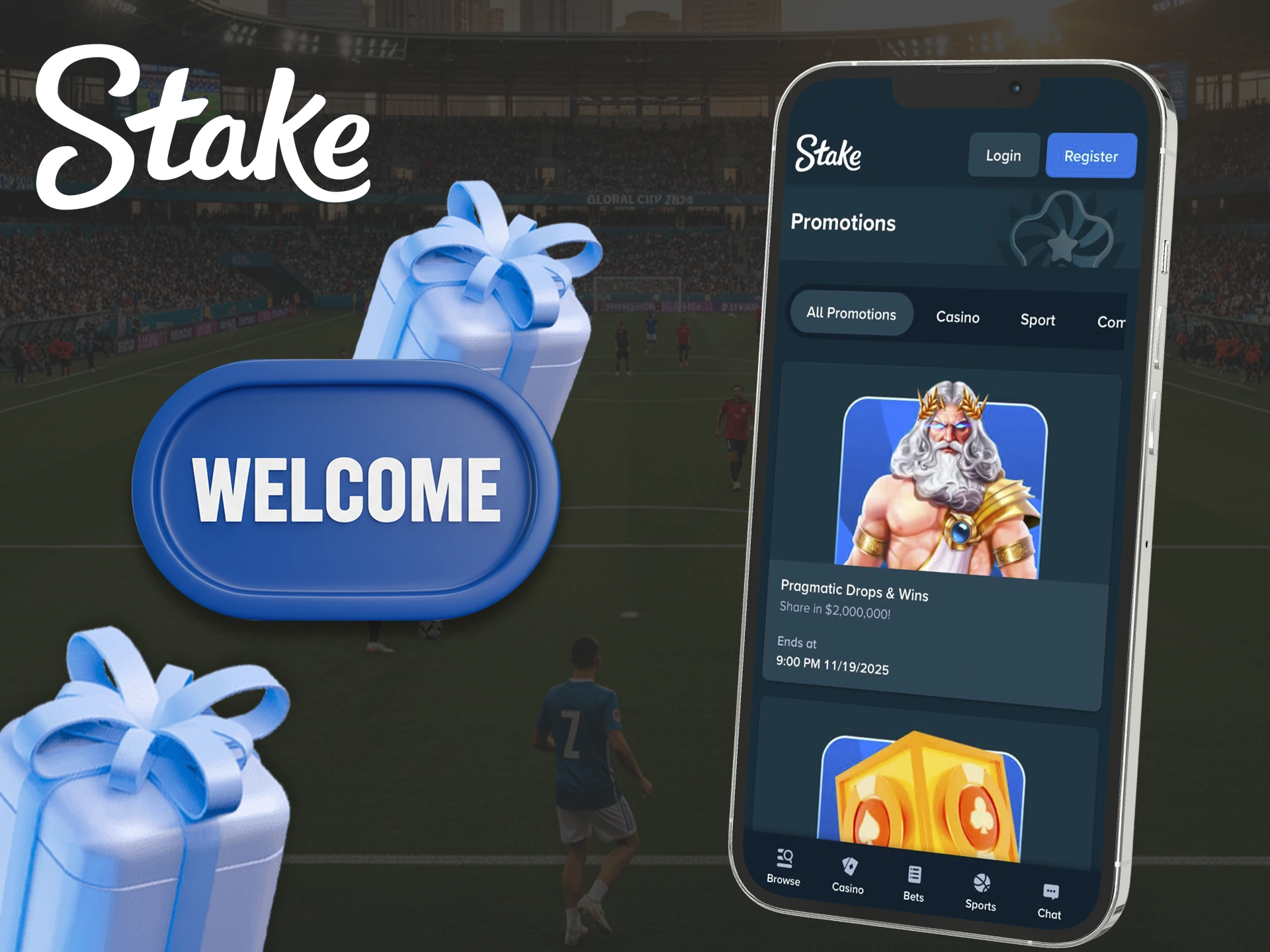 The welcome bonus is already waiting for you in the Stake app.