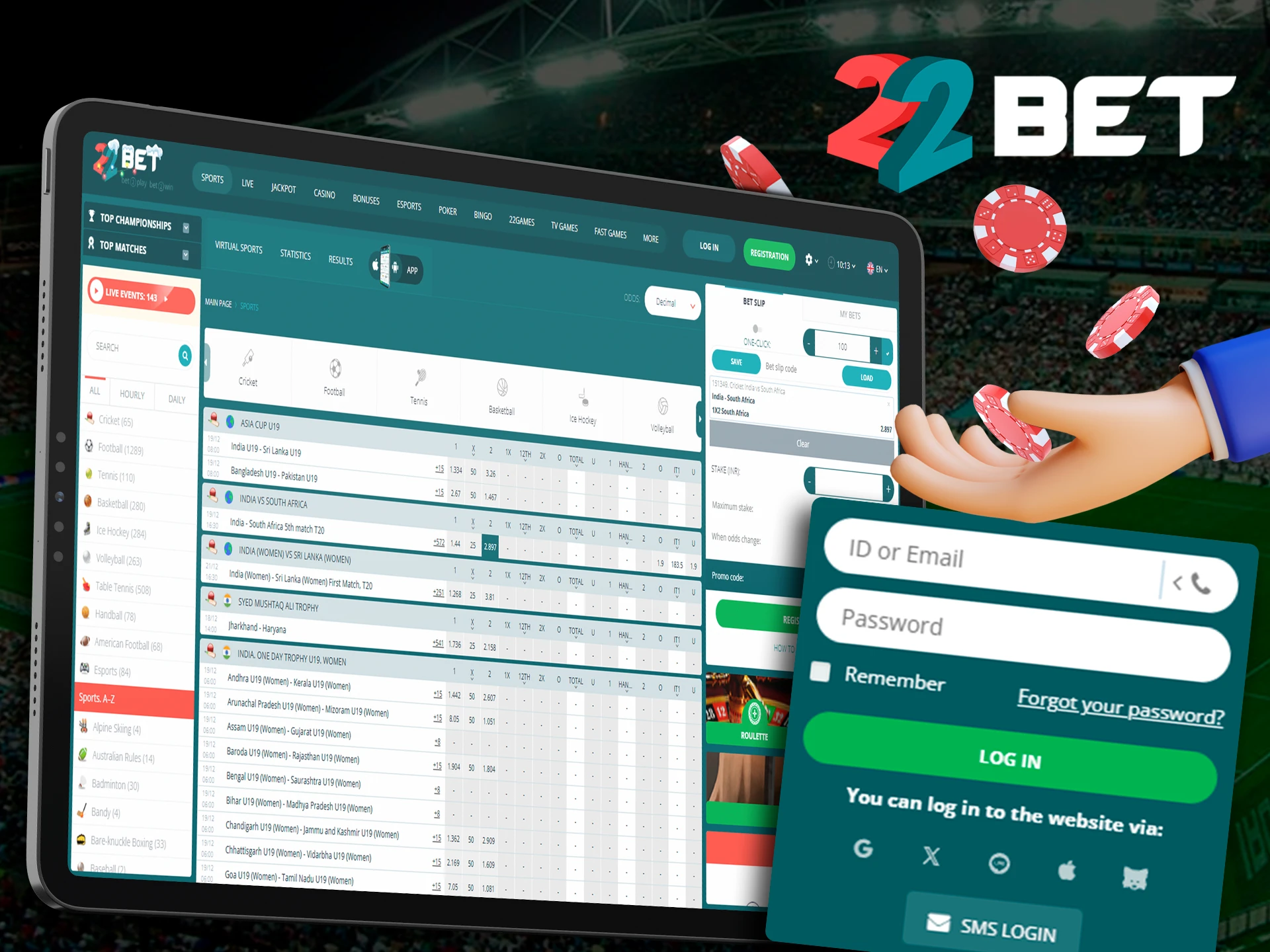 Find out how to start betting now with 22bet.
