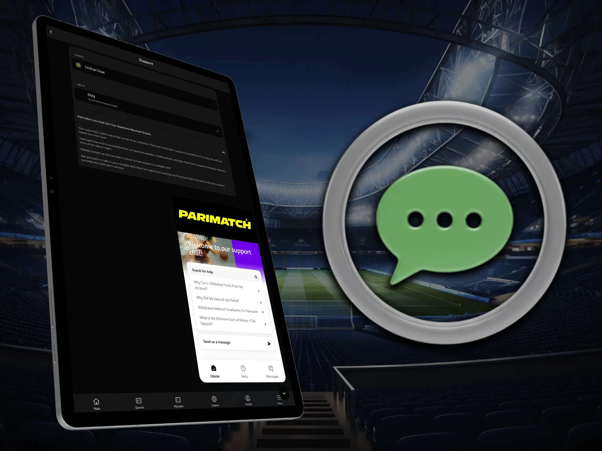 Contact customer support via live chat on the website or by email if you have any issues with betting on eSports.