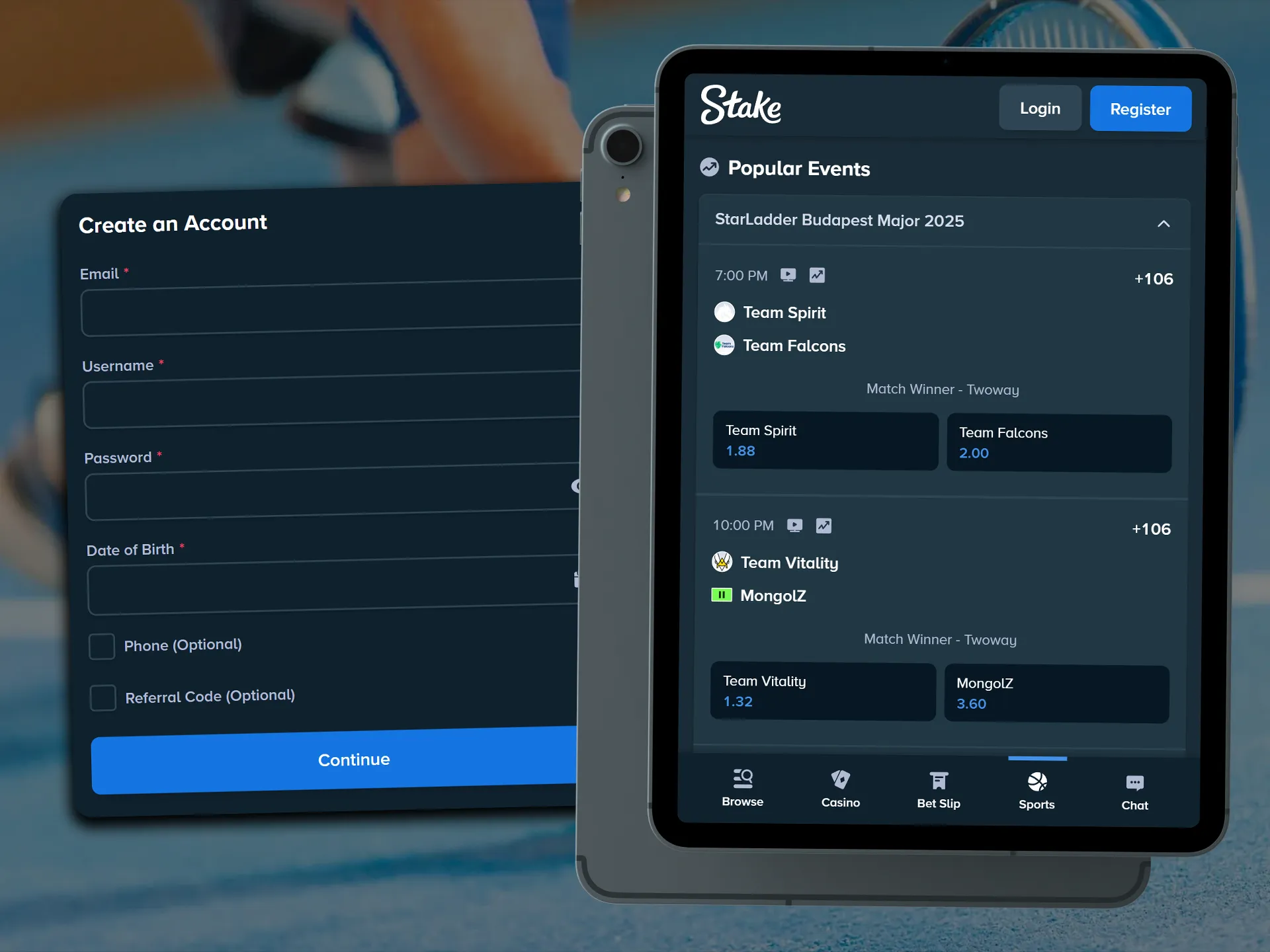 Register on a licensed Indian website, top up your account, and start betting on esports.