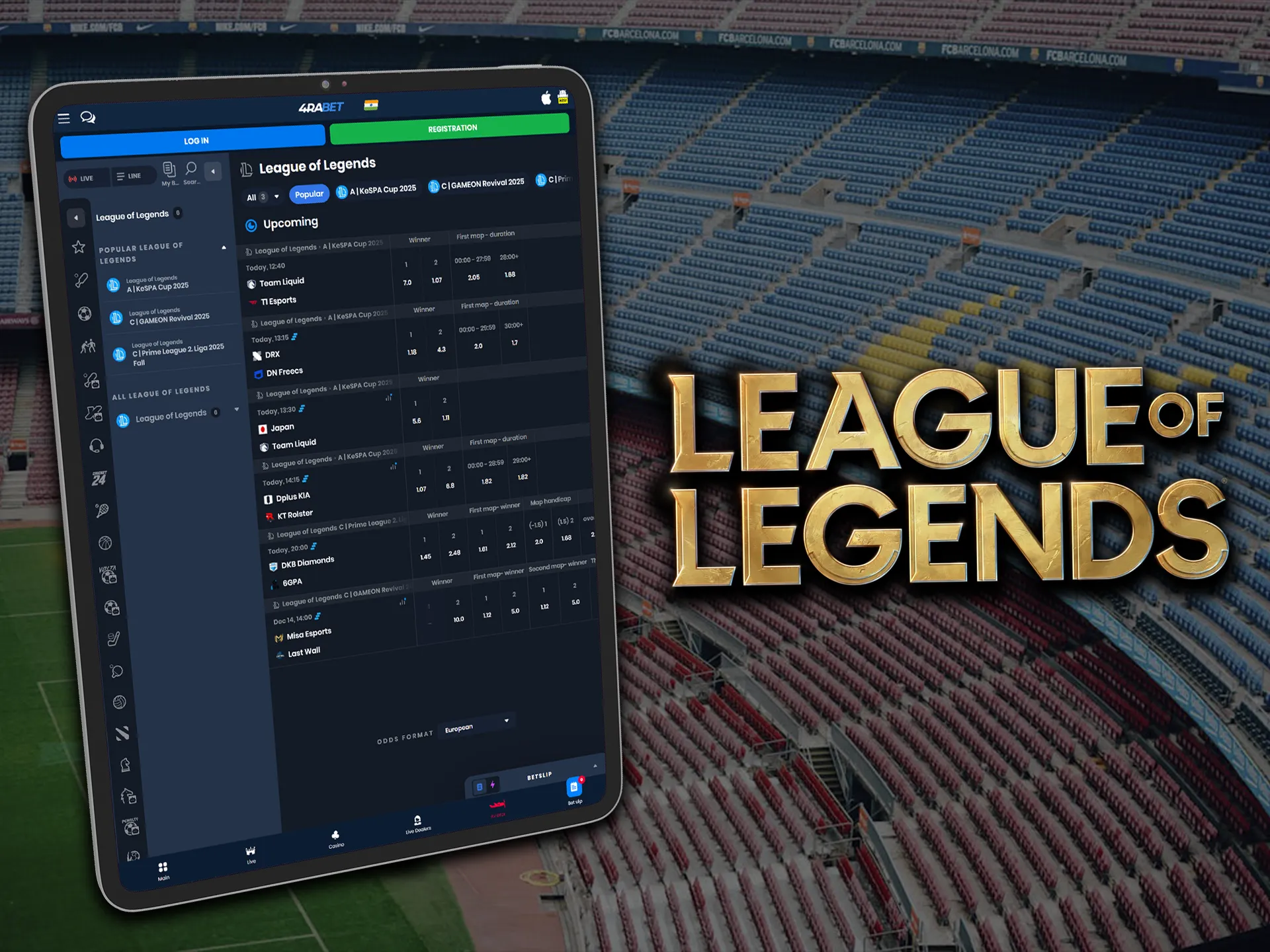 League of Legends is one of the most popular esports games for betting.