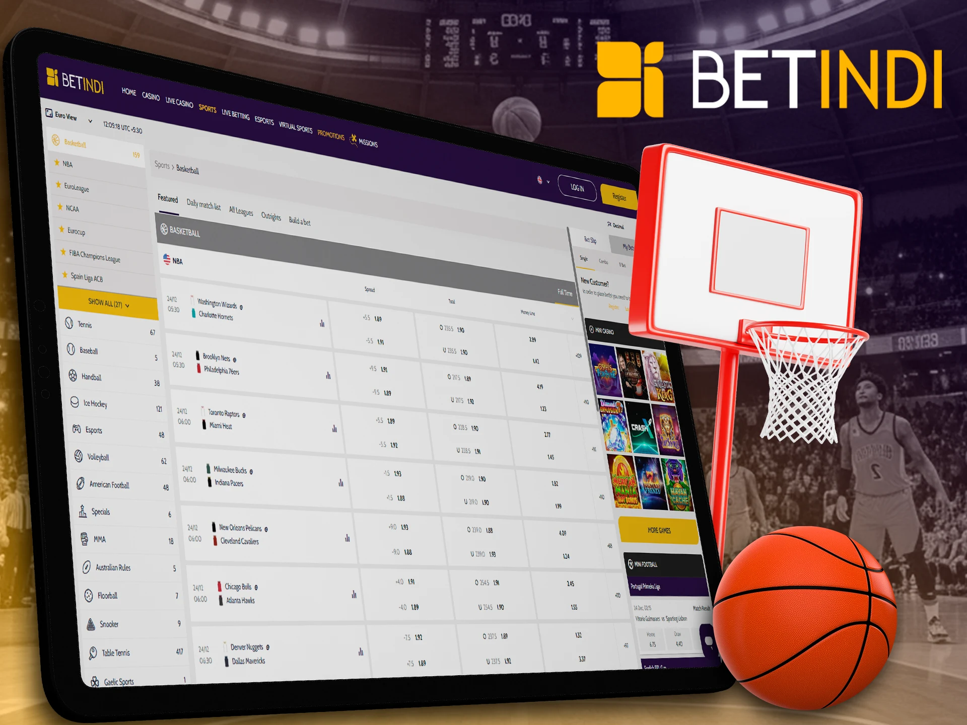 Choose the right basketball team and bet on the favorites at Betindi.