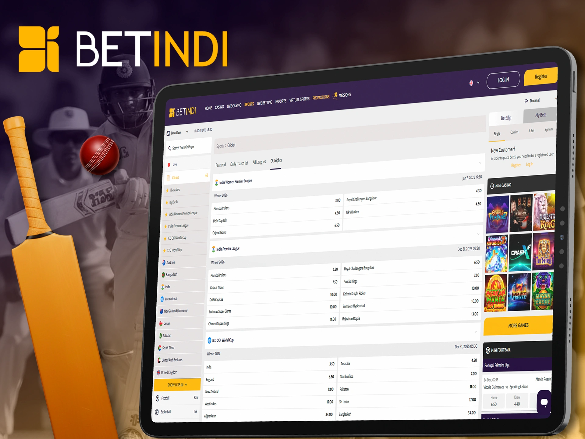 Create cricket predictions at Betindi and get the best odds.
