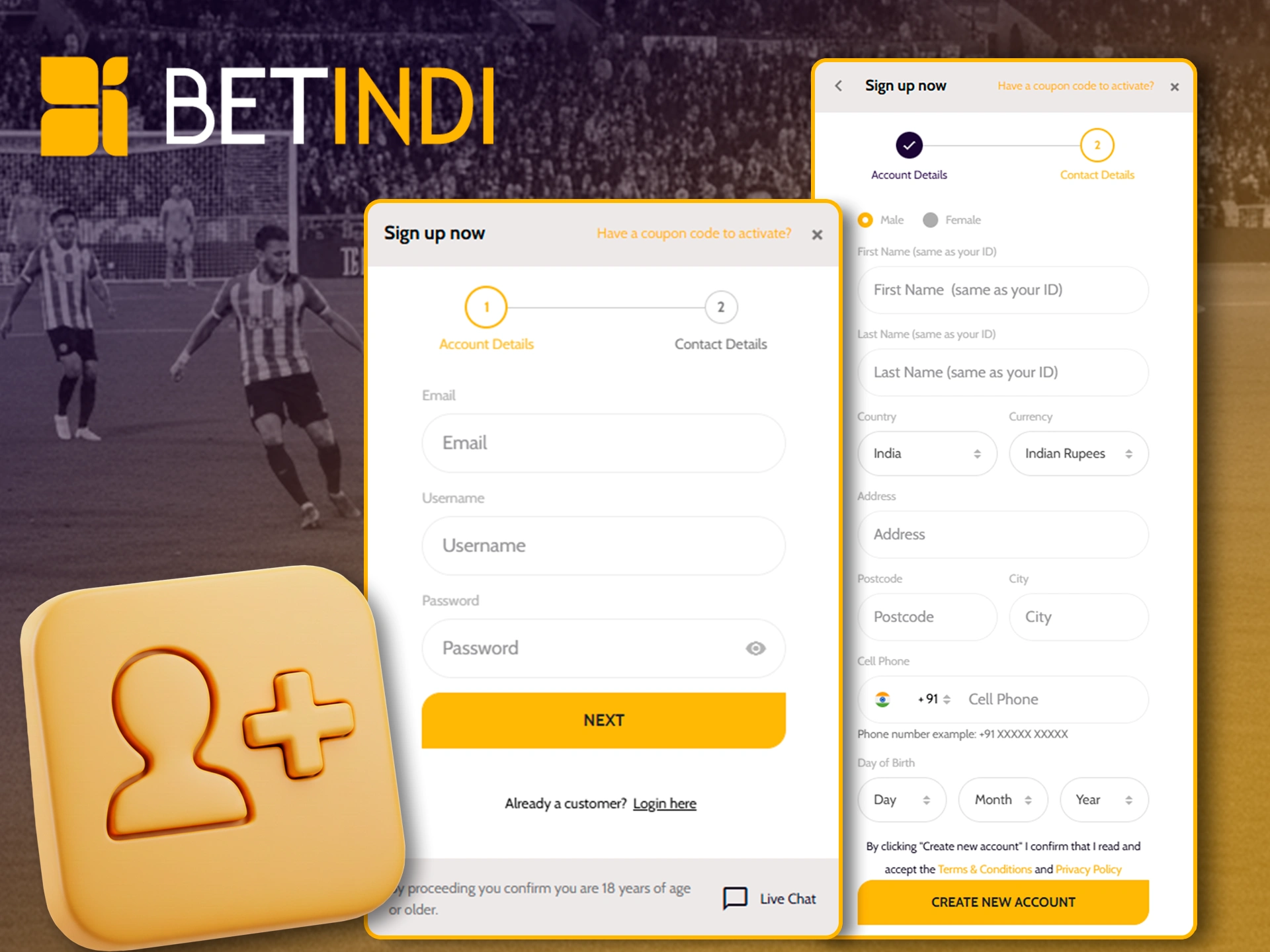 Create a personalised Betindi account to start playing.
