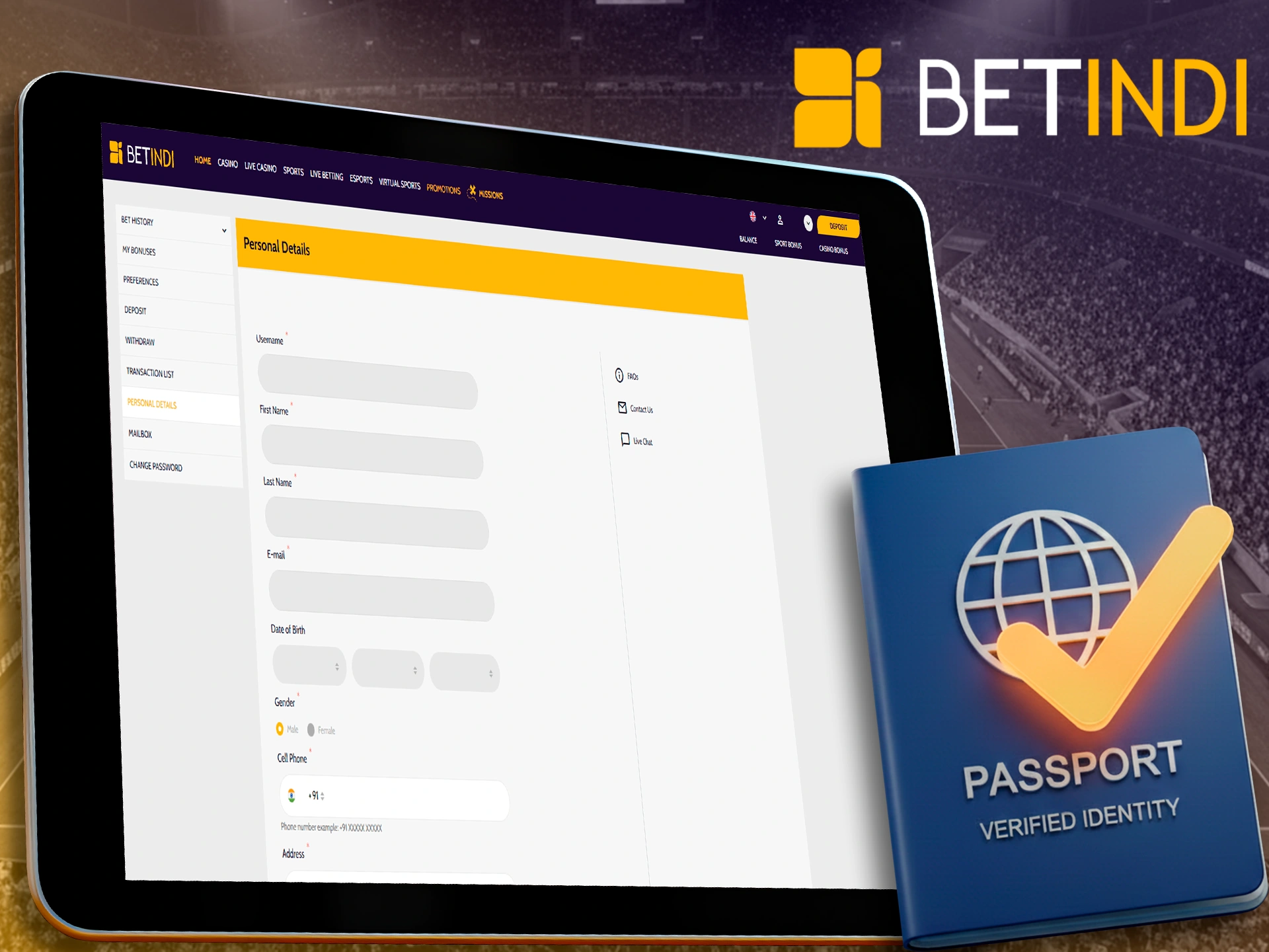 Confirm the necessary documents to start betting at Betindi.